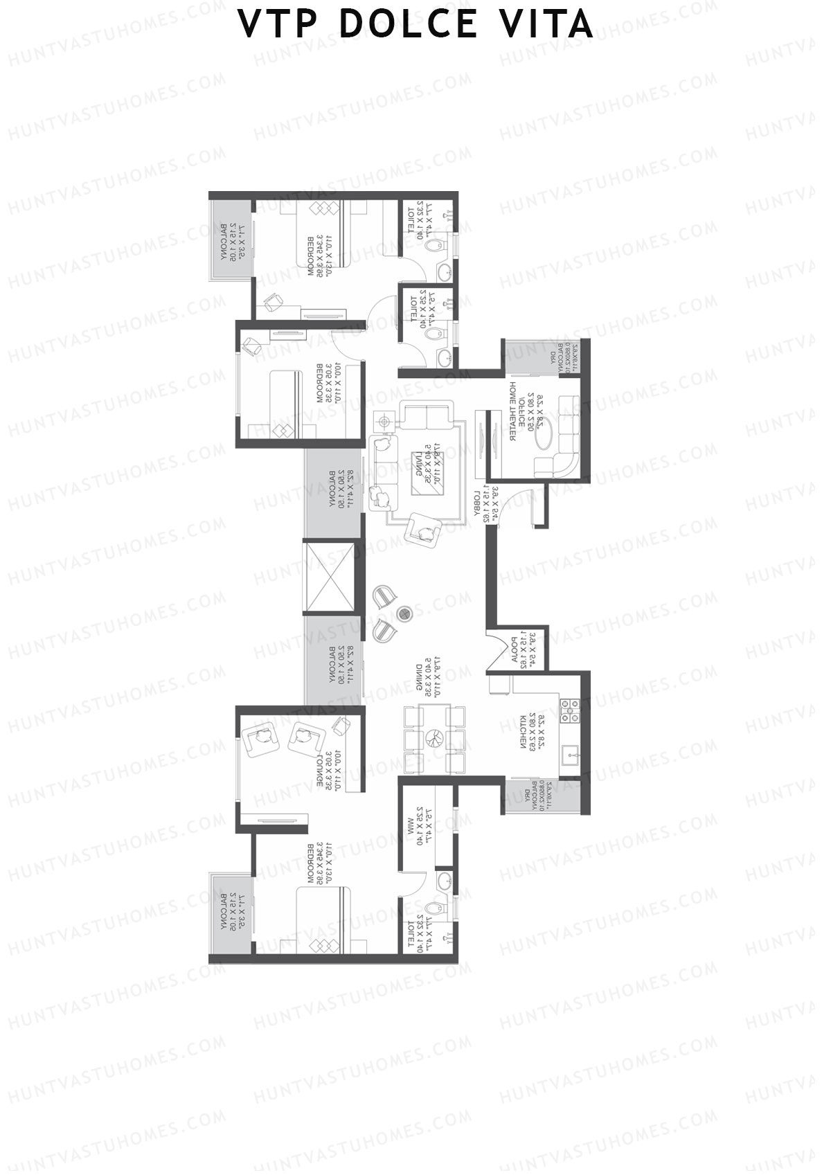 VTP Dolce Vita Tower 8 Unit 2+3 (Simplex) Floor Plan