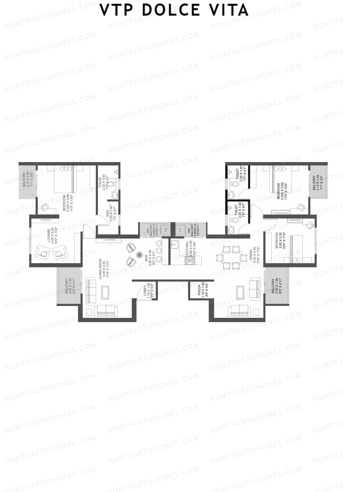 VTP Dolce Vita Tower 8 Unit 3+4 (Simplex) Floor Plan