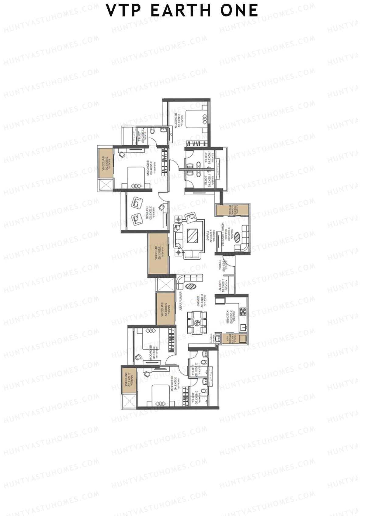 VTP Earth One Tower 1 Unit 1+2 (Simplex) Floor Plan