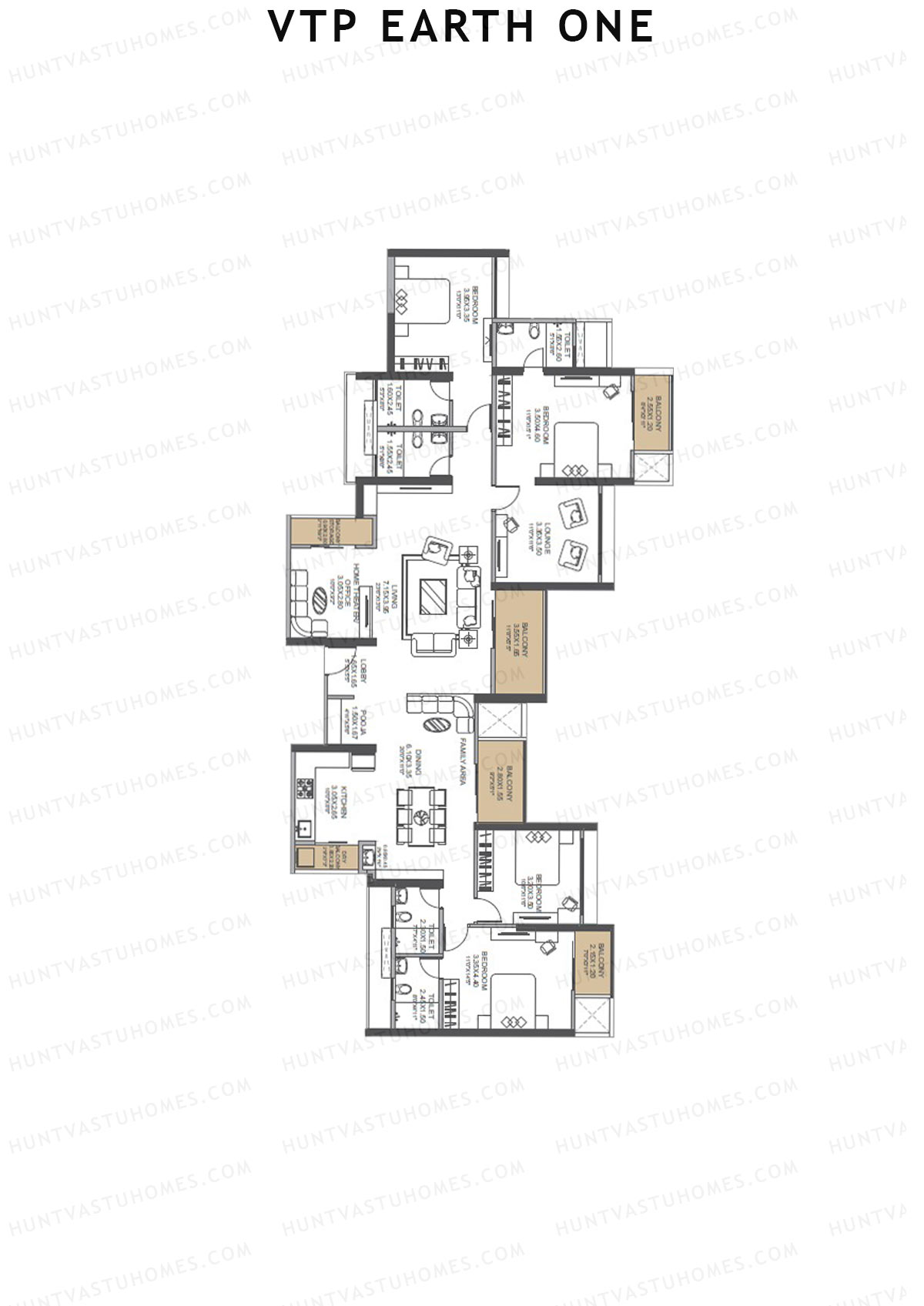 VTP Earth One Tower 1 Unit 3+4 (Simplex) Floor Plan