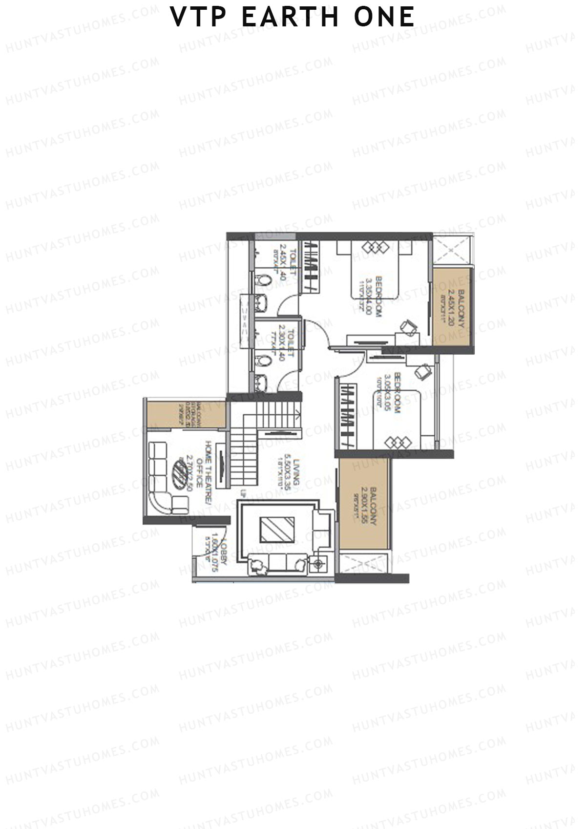 VTP Earth One Tower 1 Unit 5 (Duplex) Floor Plan