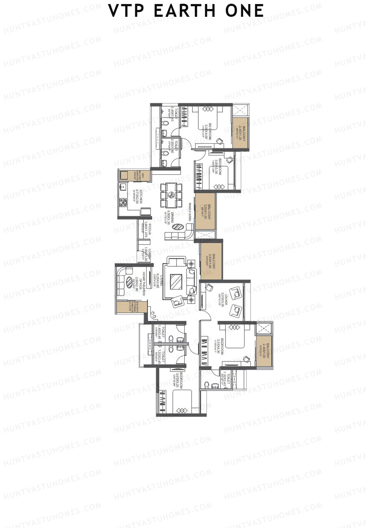 VTP Earth One Tower 1 Unit 5+6 (Simplex) Floor Plan