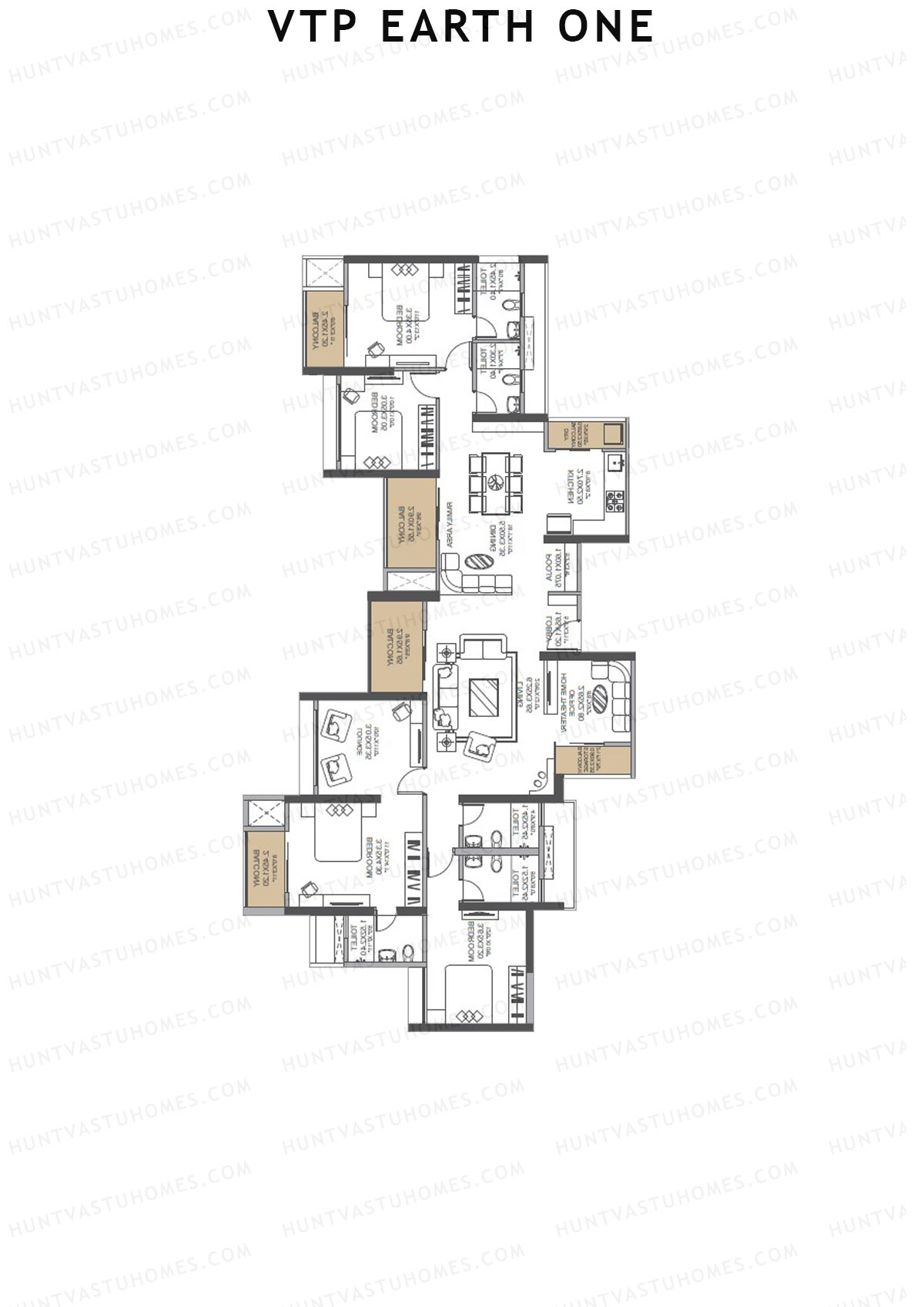 VTP Earth One Tower 1 Unit 7+8 (Simplex) Floor Plan