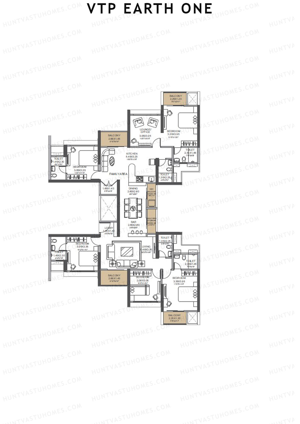 VTP Earth One Tower 2 Unit 1+2 (Simplex) Floor Plan
