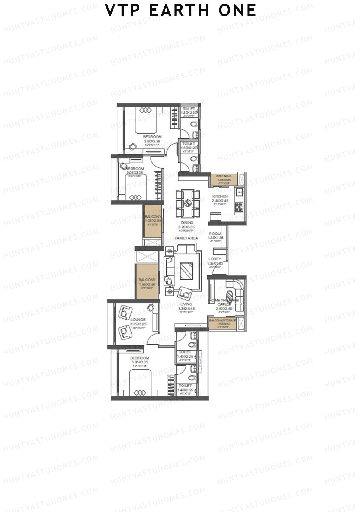 VTP Earth One Tower 2 Unit 4+5 (Simplex) Floor Plan