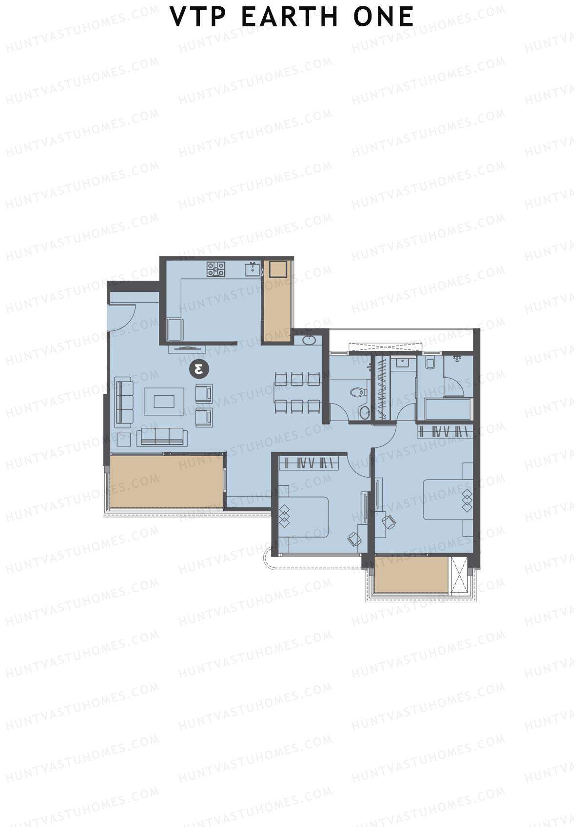 VTP Earth One Tower 3 Unit 2 Floor Plan