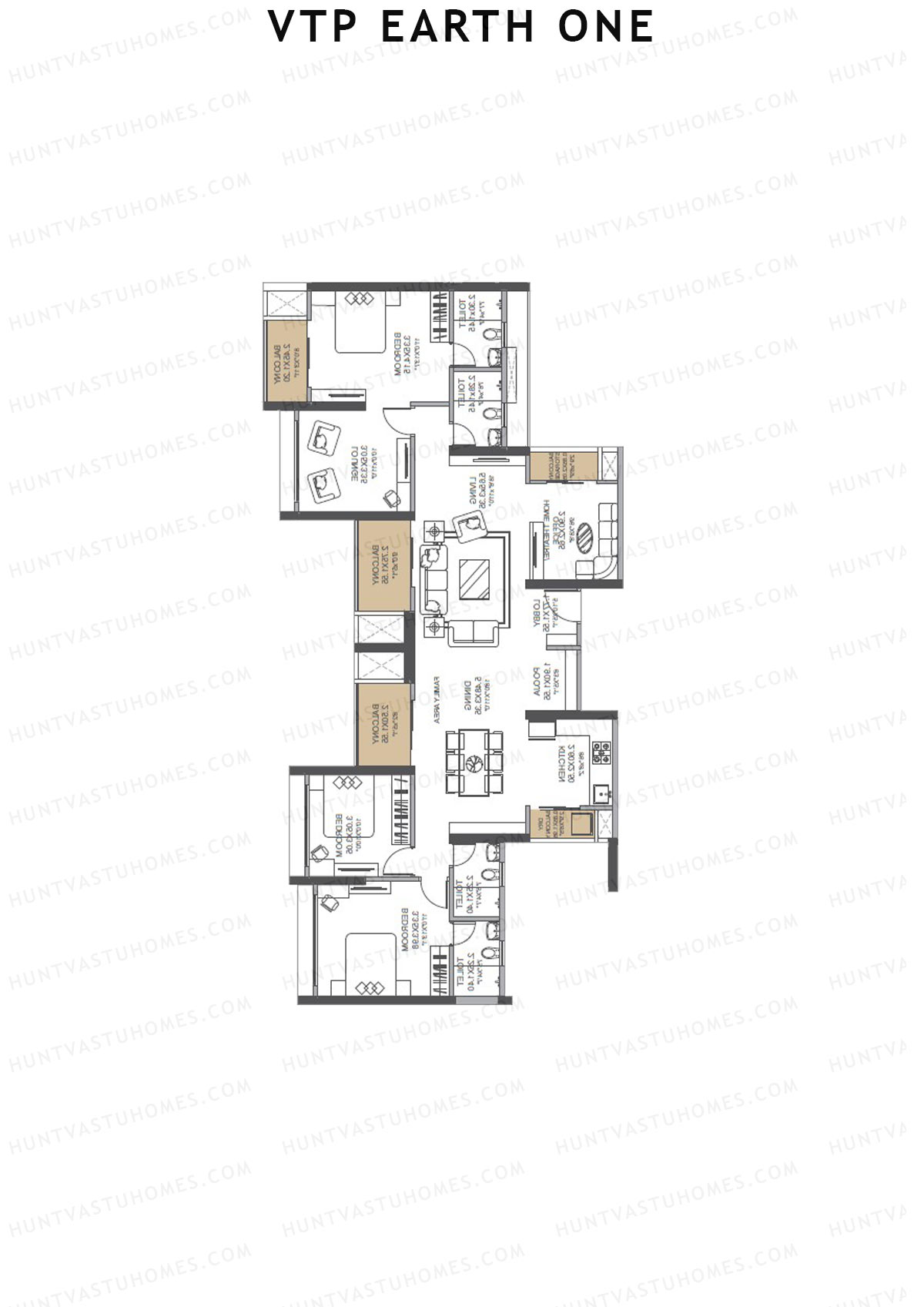 VTP Earth One Tower 6 Unit 1+2 (Simplex) Floor Plan
