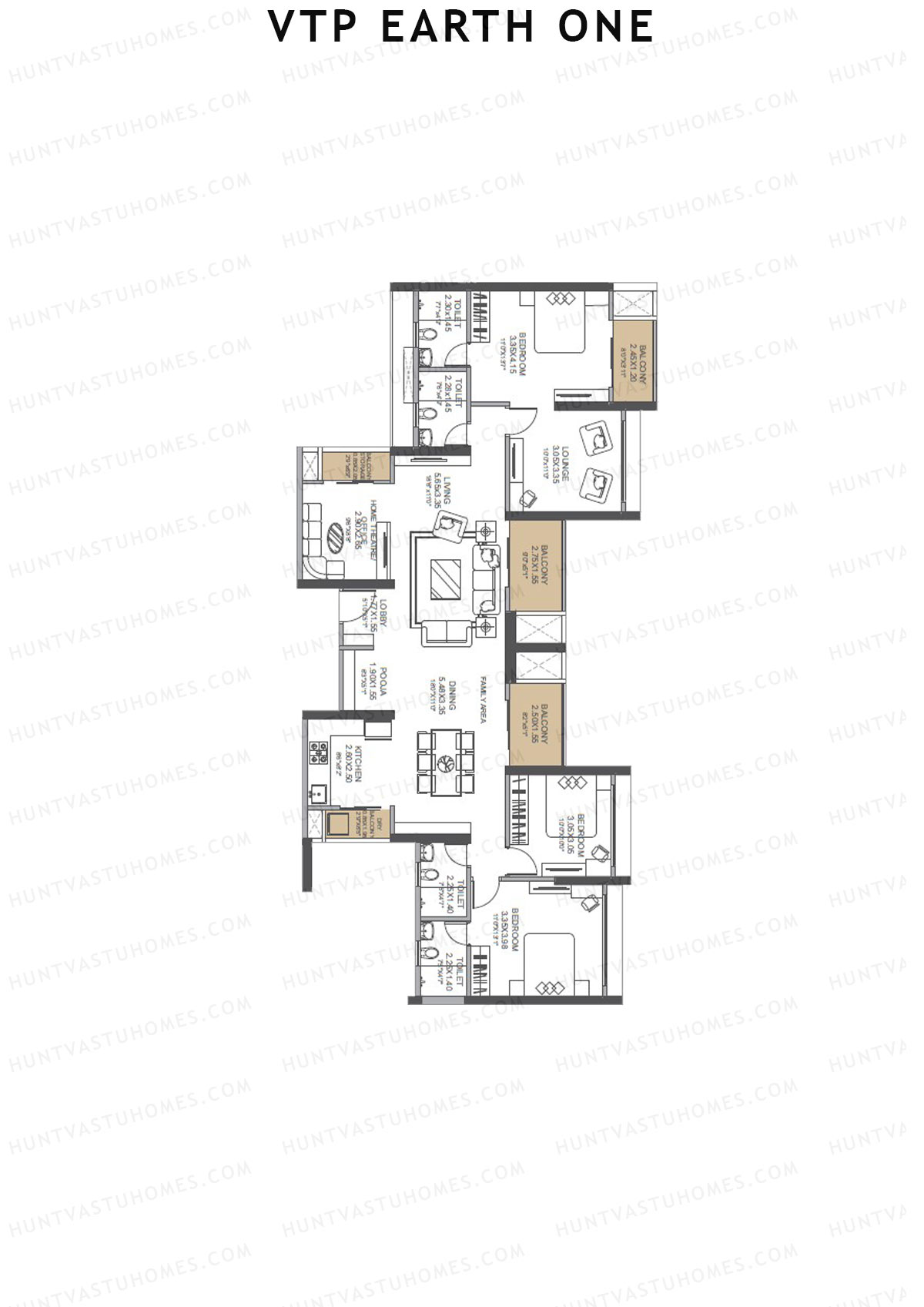 VTP Earth One Tower 6 Unit 3+4 (Simplex) Floor Plan