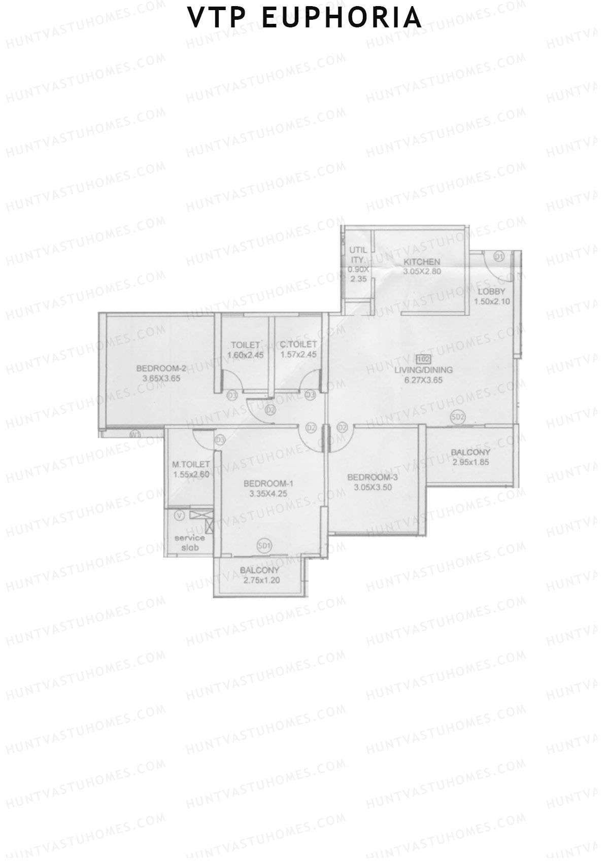 VTP Euphoria Tower 10 Unit 2 Floor Plan
