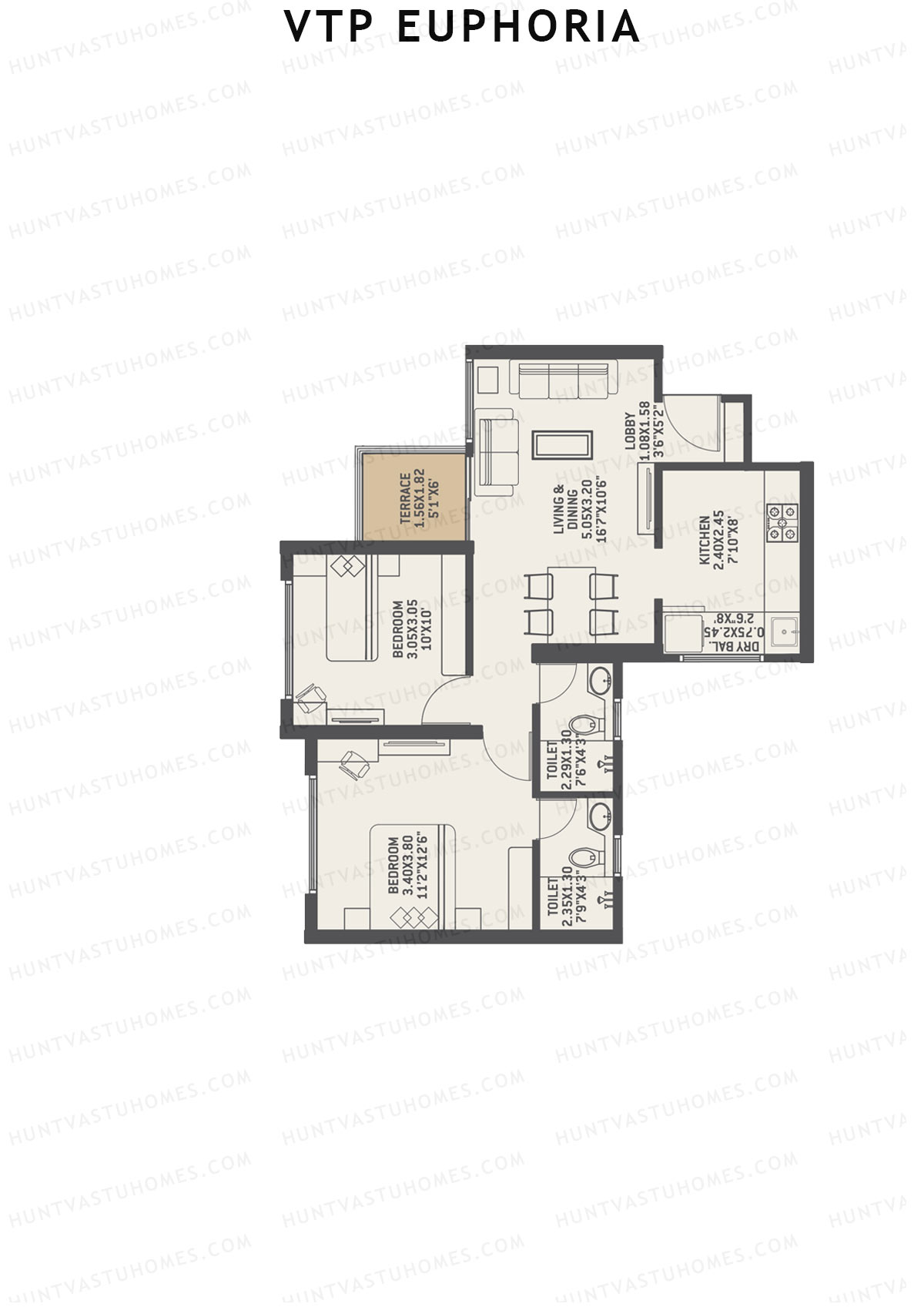 VTP Euphoria Tower 2 Unit 1 Floor Plan