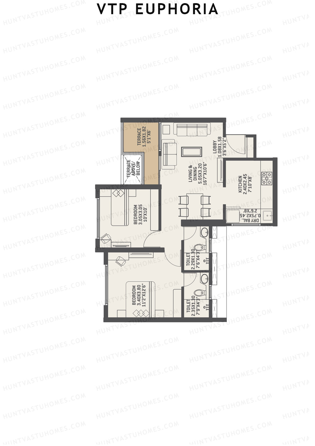 VTP Euphoria Tower 2 Unit 1 Floor Plan