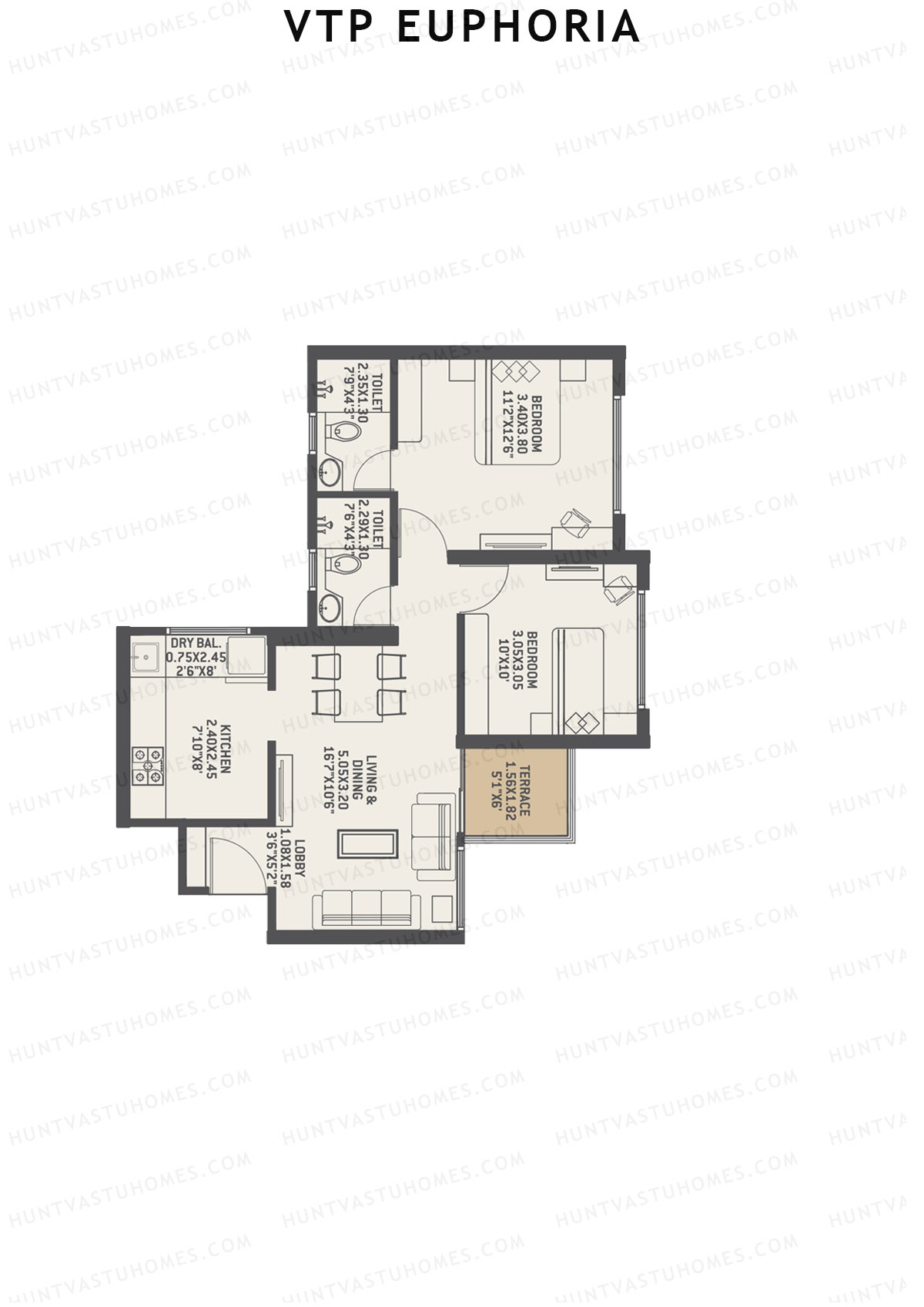 VTP Euphoria Tower 2 Unit 3 Floor Plan