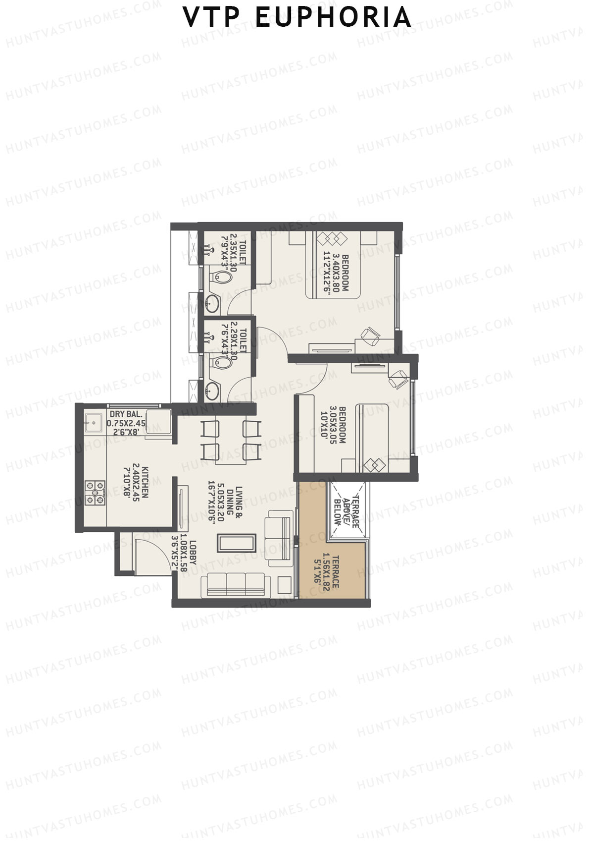 VTP Euphoria Tower 2 Unit 3 Floor Plan