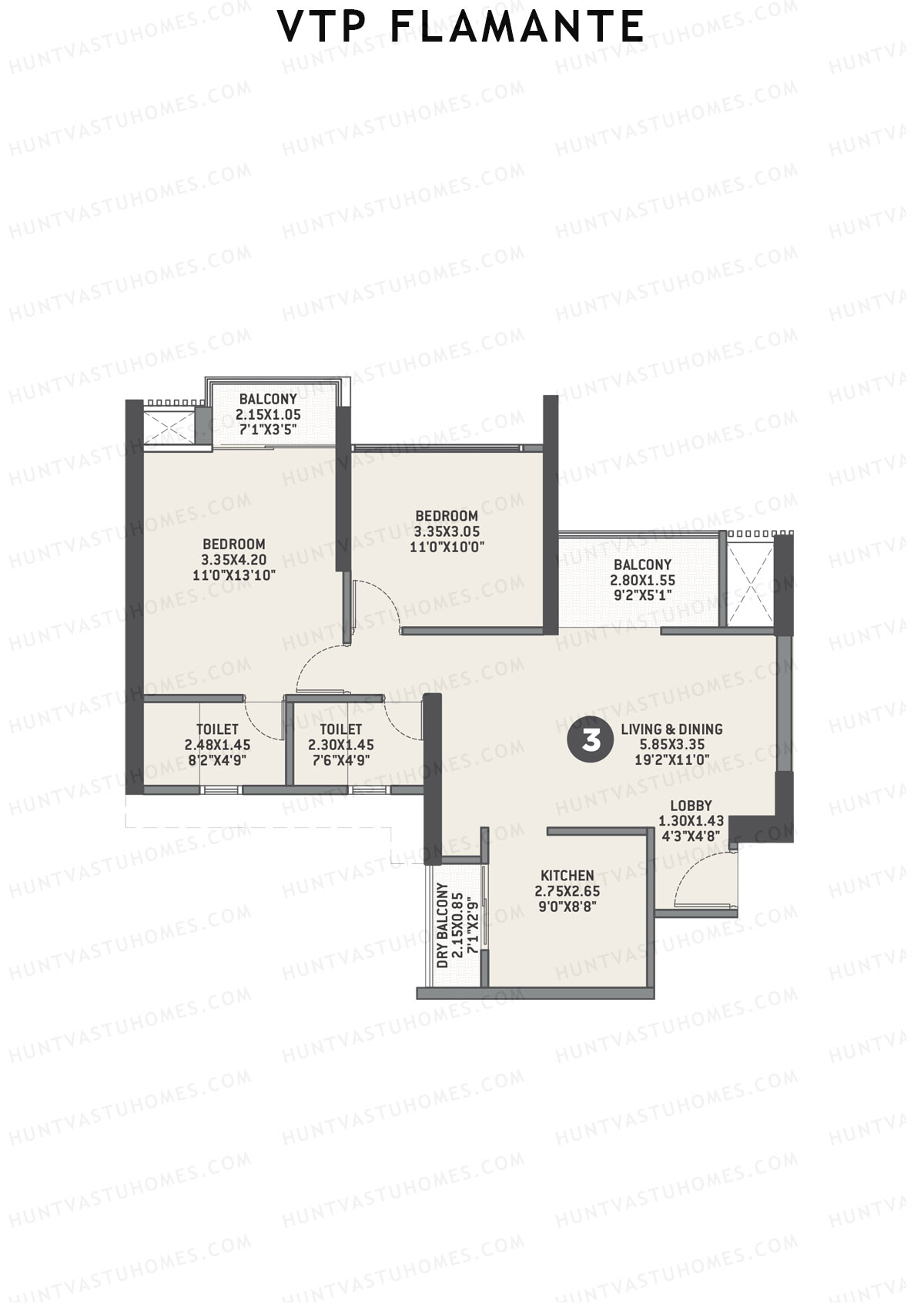 VTP Flamante Tower 2 Unit 3 Floor Plan