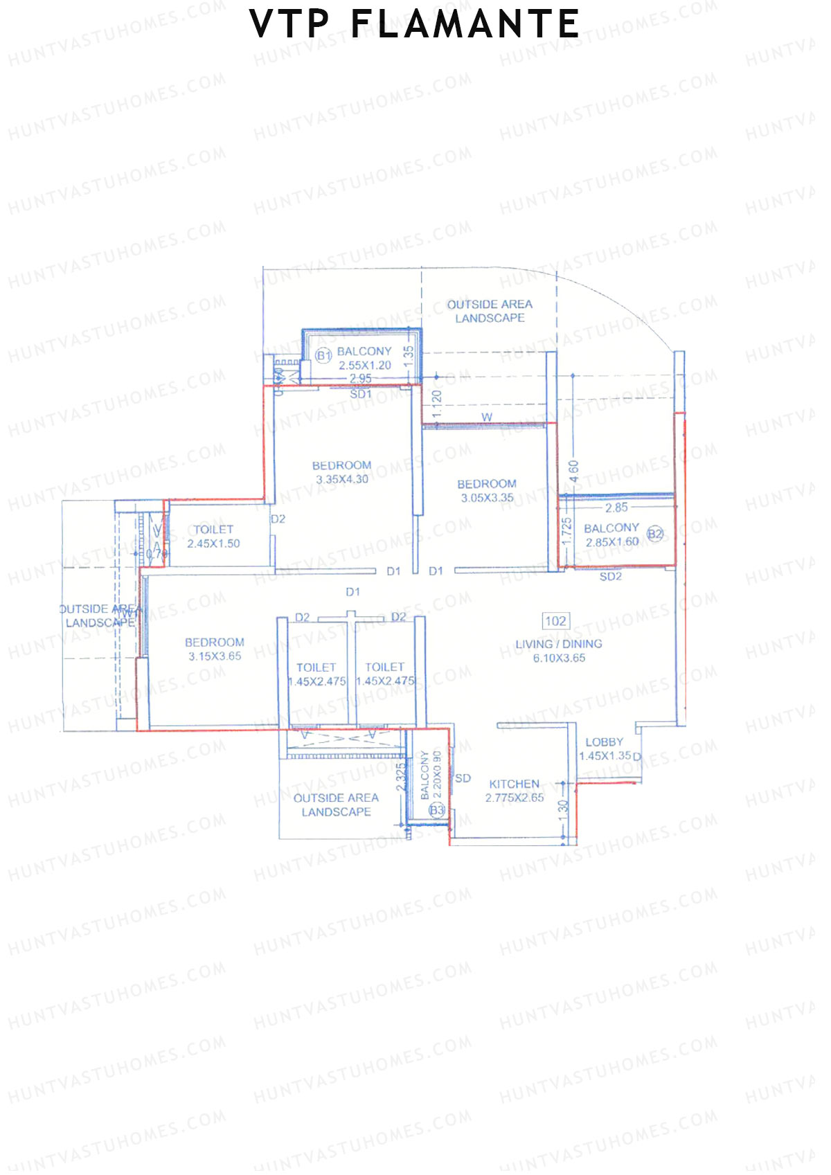 VTP Flamante Tower 3 Unit 2 Floor Plan