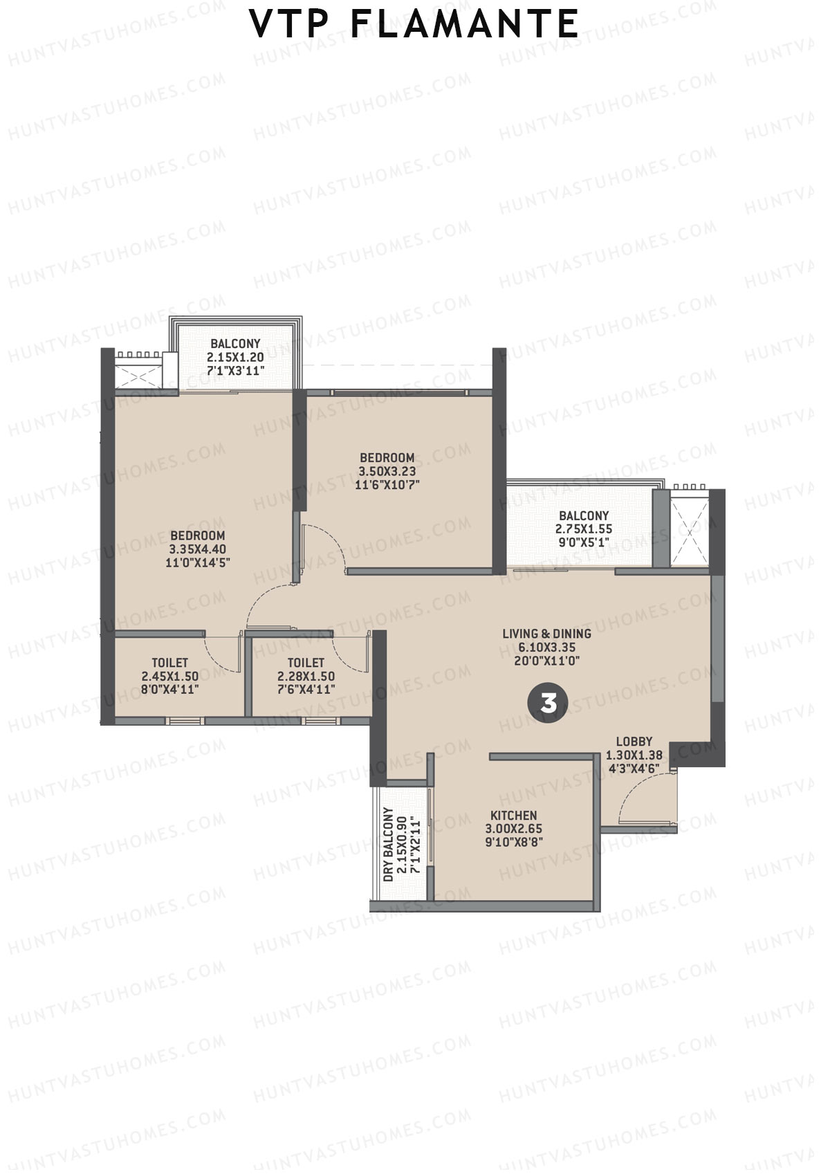VTP Flamante Tower 5 Unit 3 Floor Plan