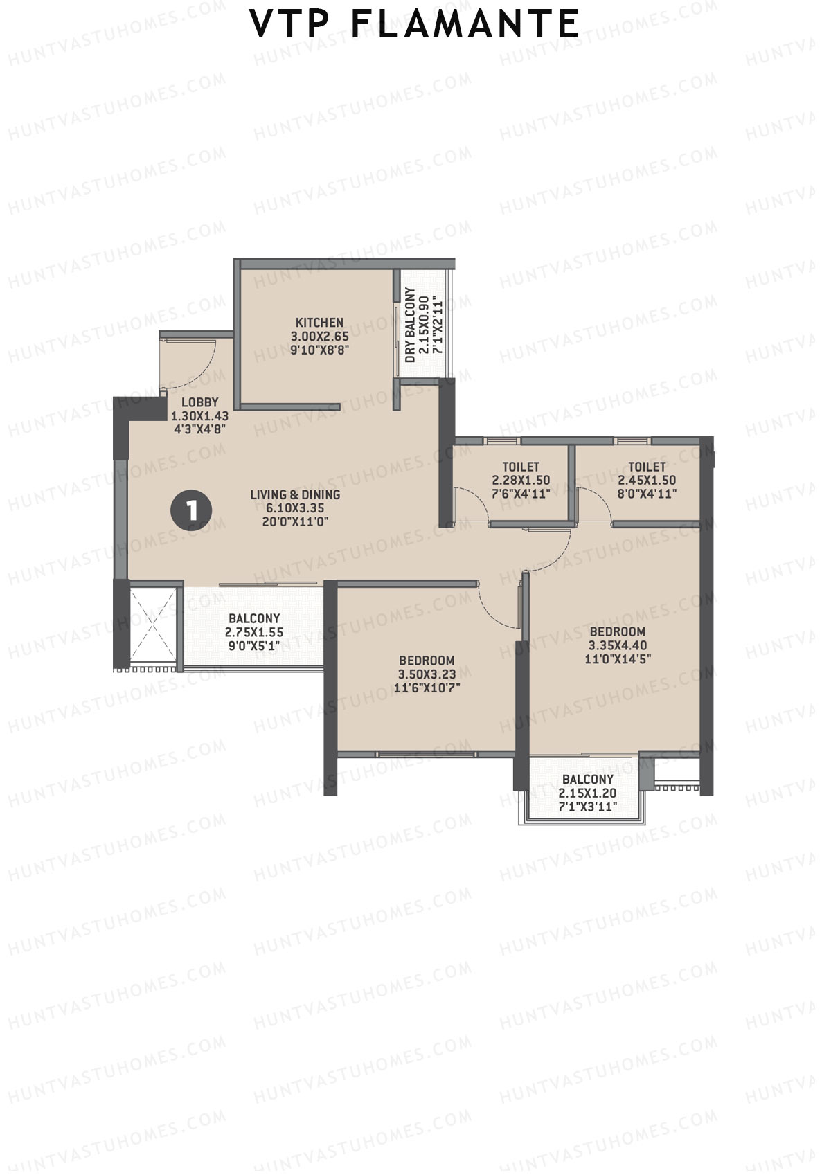 VTP Flamante Tower 6 Unit 1 Floor Plan
