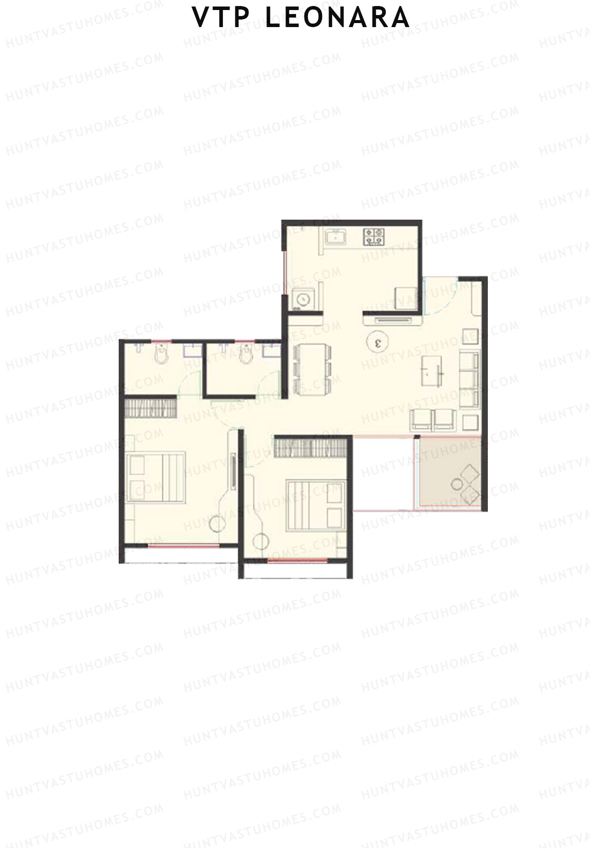 VTP Leonara Tower A Unit 3 Floor Plan