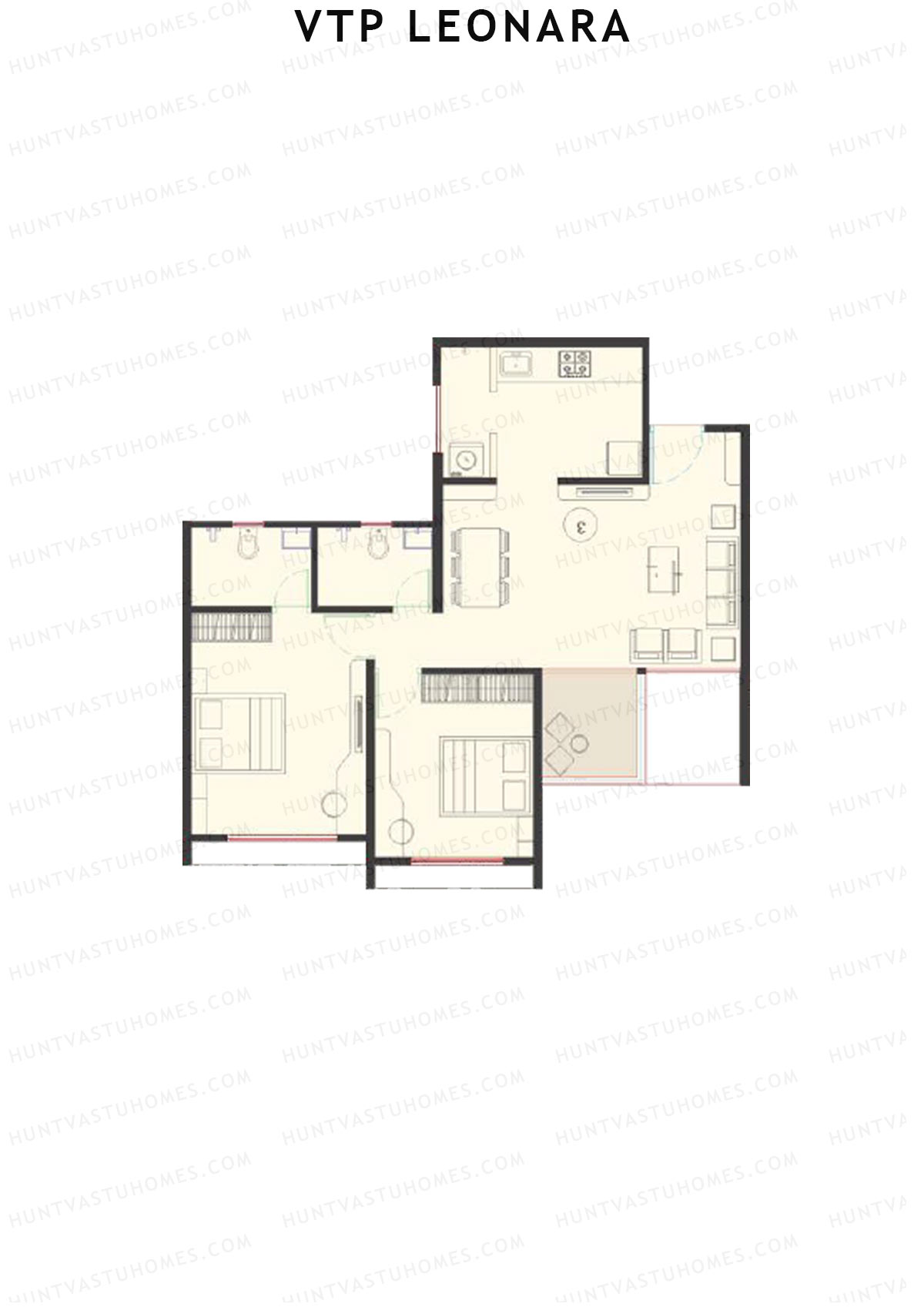 VTP Leonara Tower A Unit 3 Floor Plan