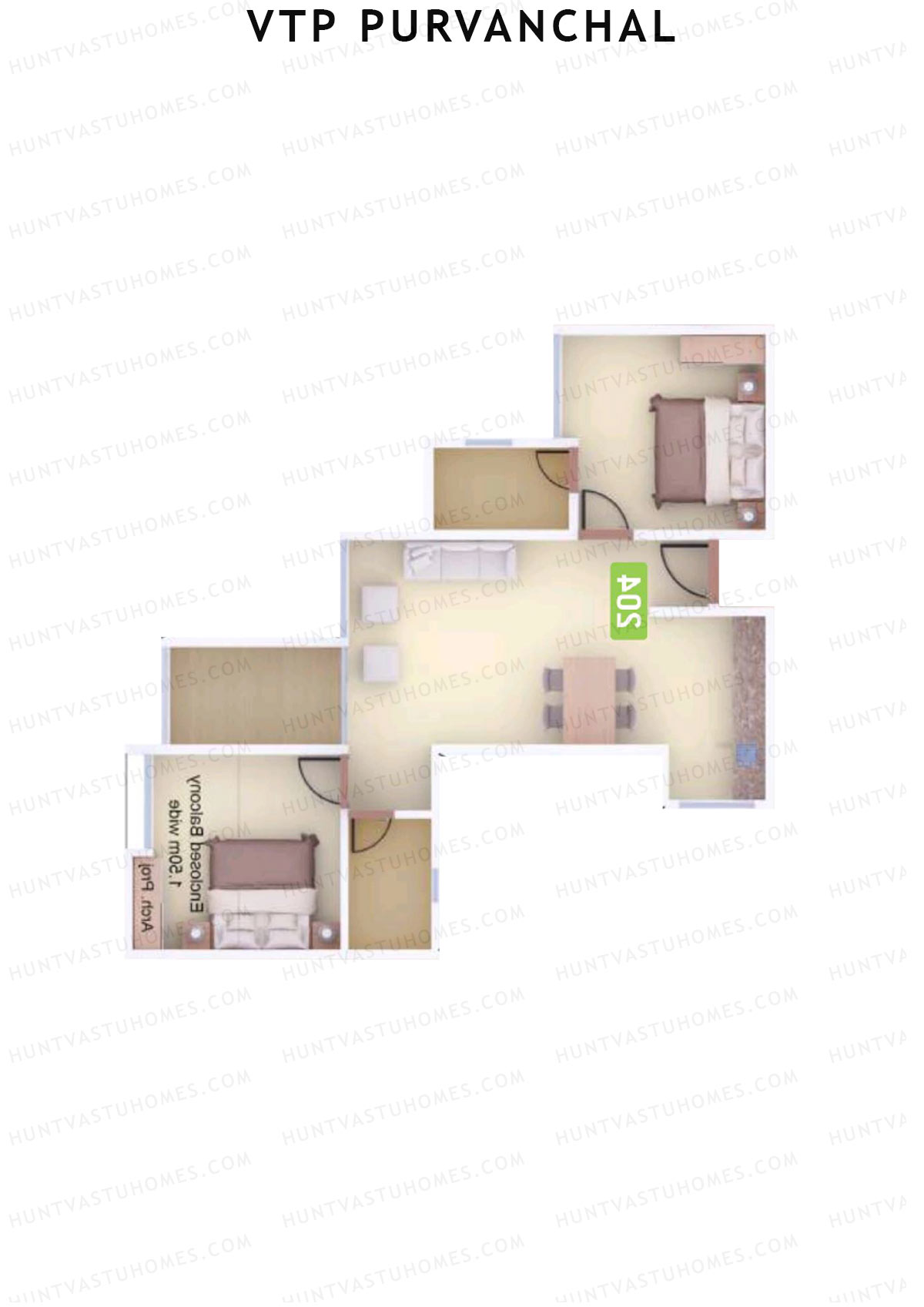 VTP Purvanchal Wing A Unit 1 Floor Plan