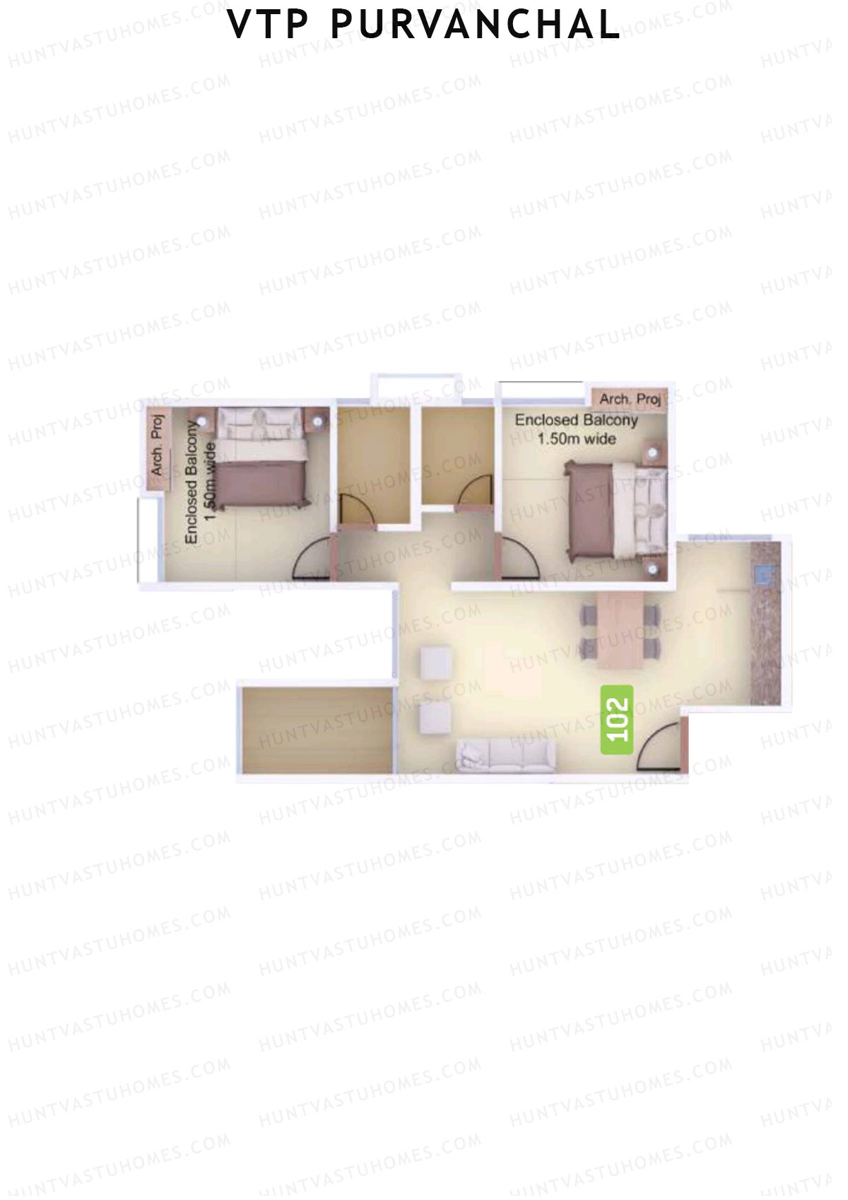 VTP Purvanchal Wing A Unit 2 Floor Plan