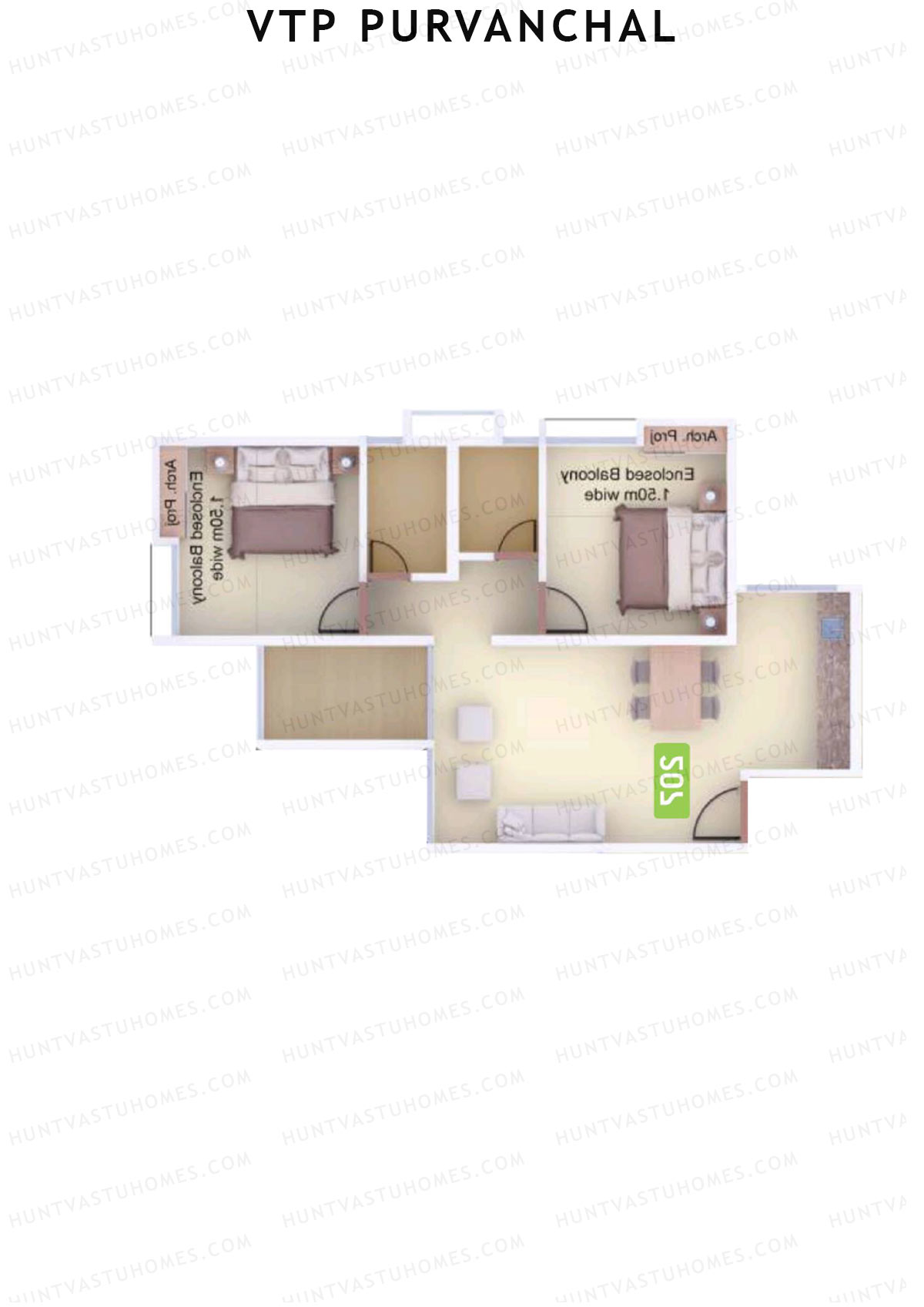 VTP Purvanchal Wing A Unit 2 Floor Plan
