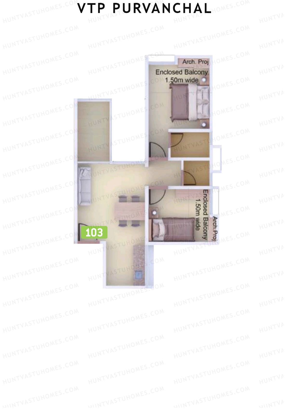 VTP Purvanchal Wing C Unit 3 Floor Plan