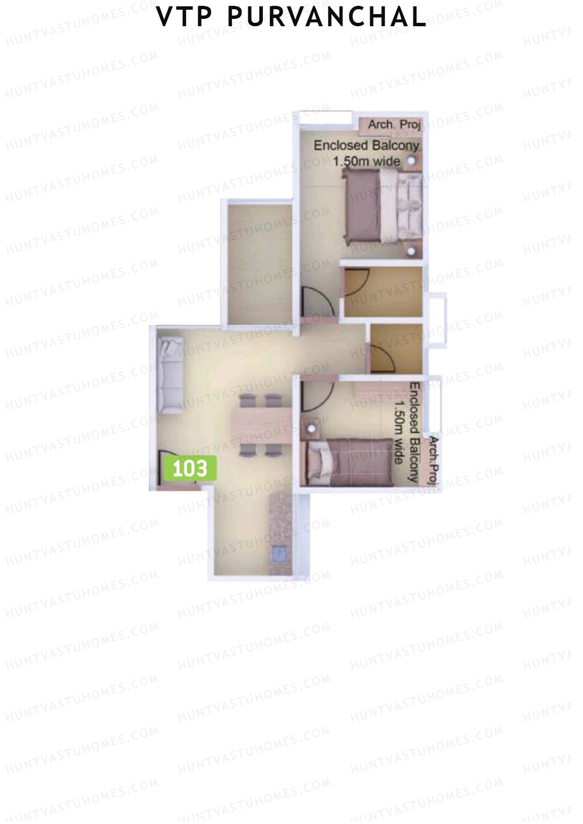 VTP Purvanchal Wing C Unit 3 Floor Plan