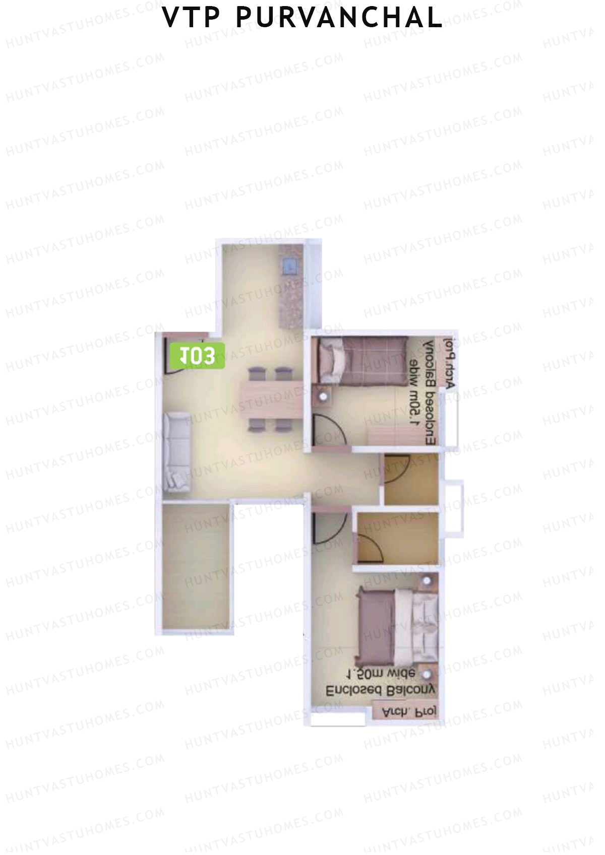 VTP Purvanchal Wing C Unit 4 Floor Plan