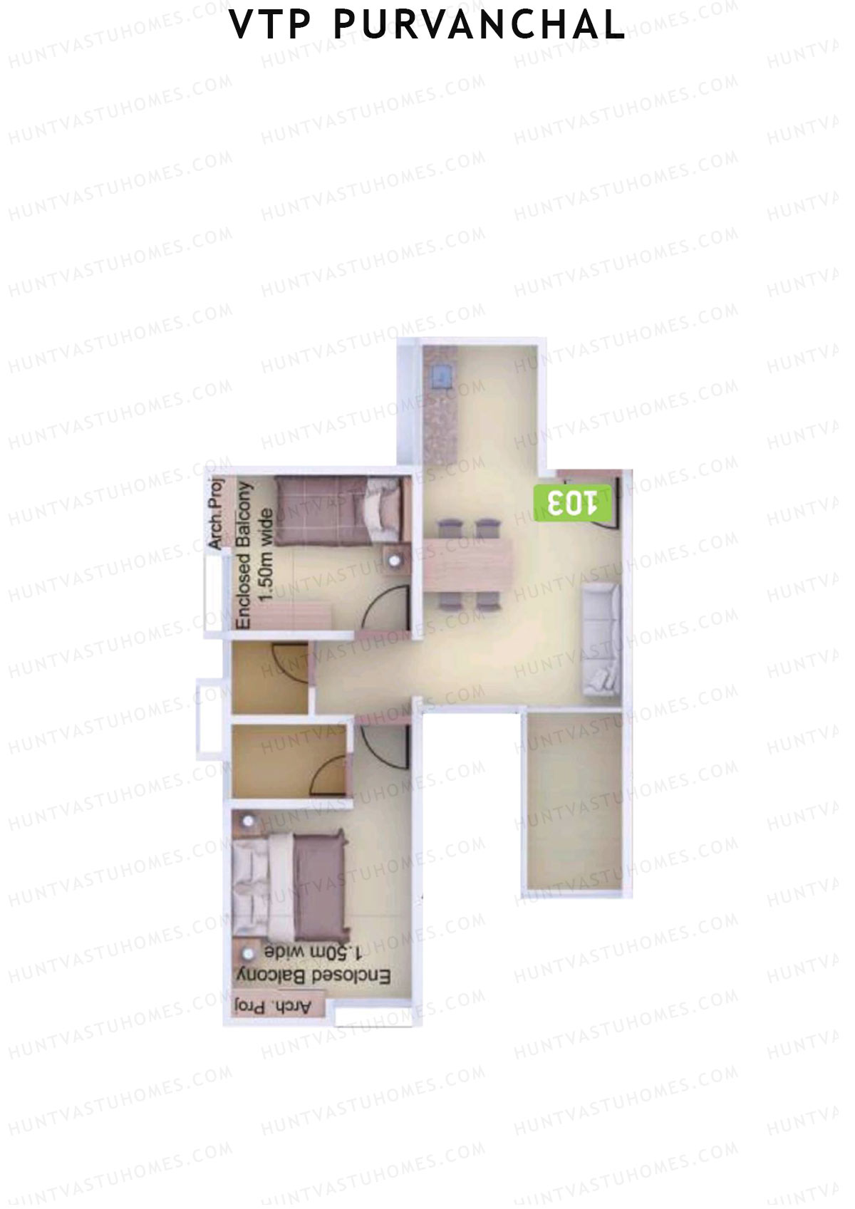 VTP Purvanchal Wing C Unit 9 Floor Plan