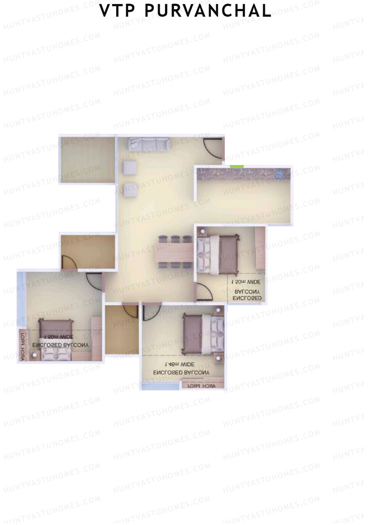 VTP Purvanchal Wing D1 Unit 4 Floor Plan