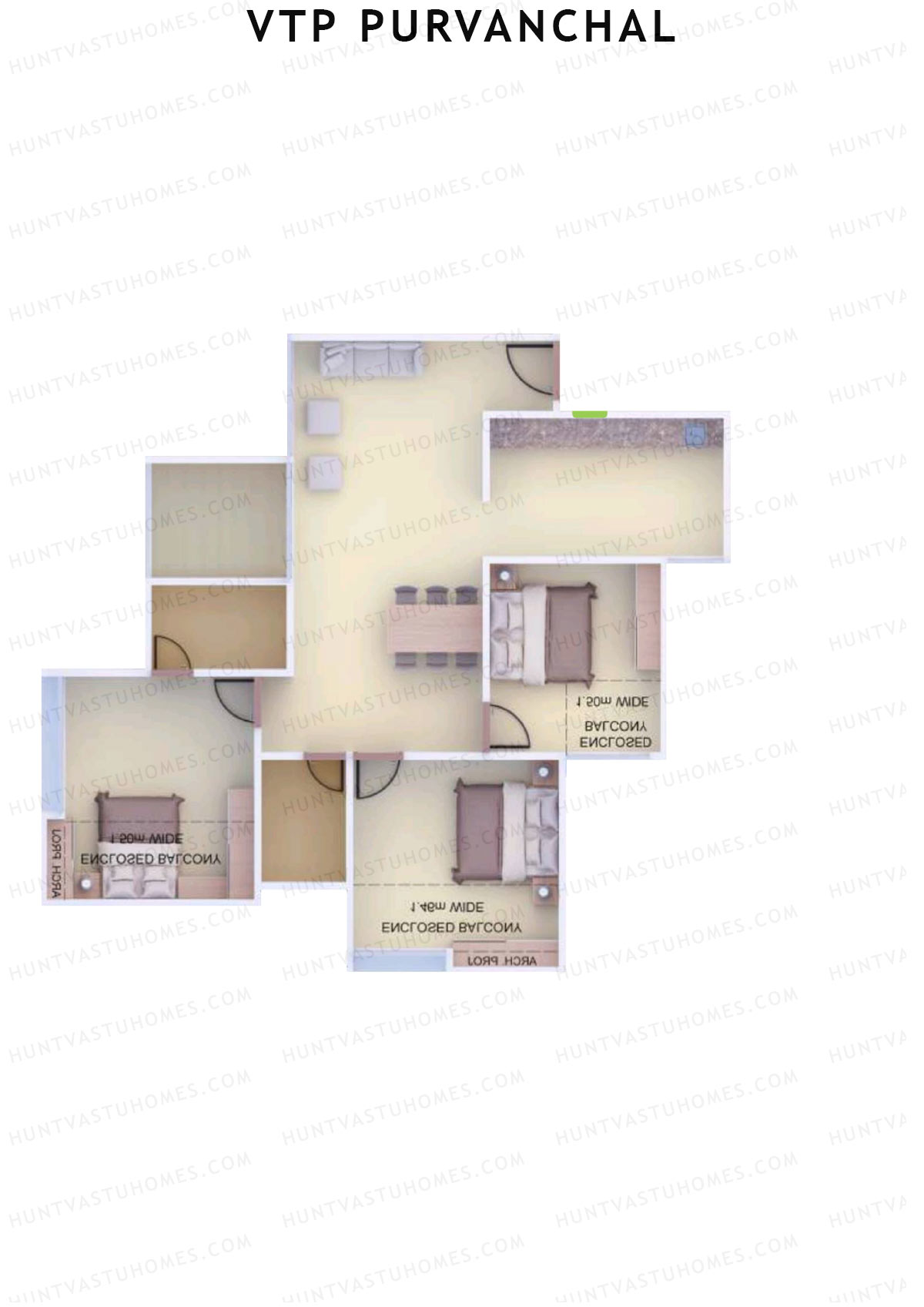 VTP Purvanchal Wing D1 Unit 4 Floor Plan