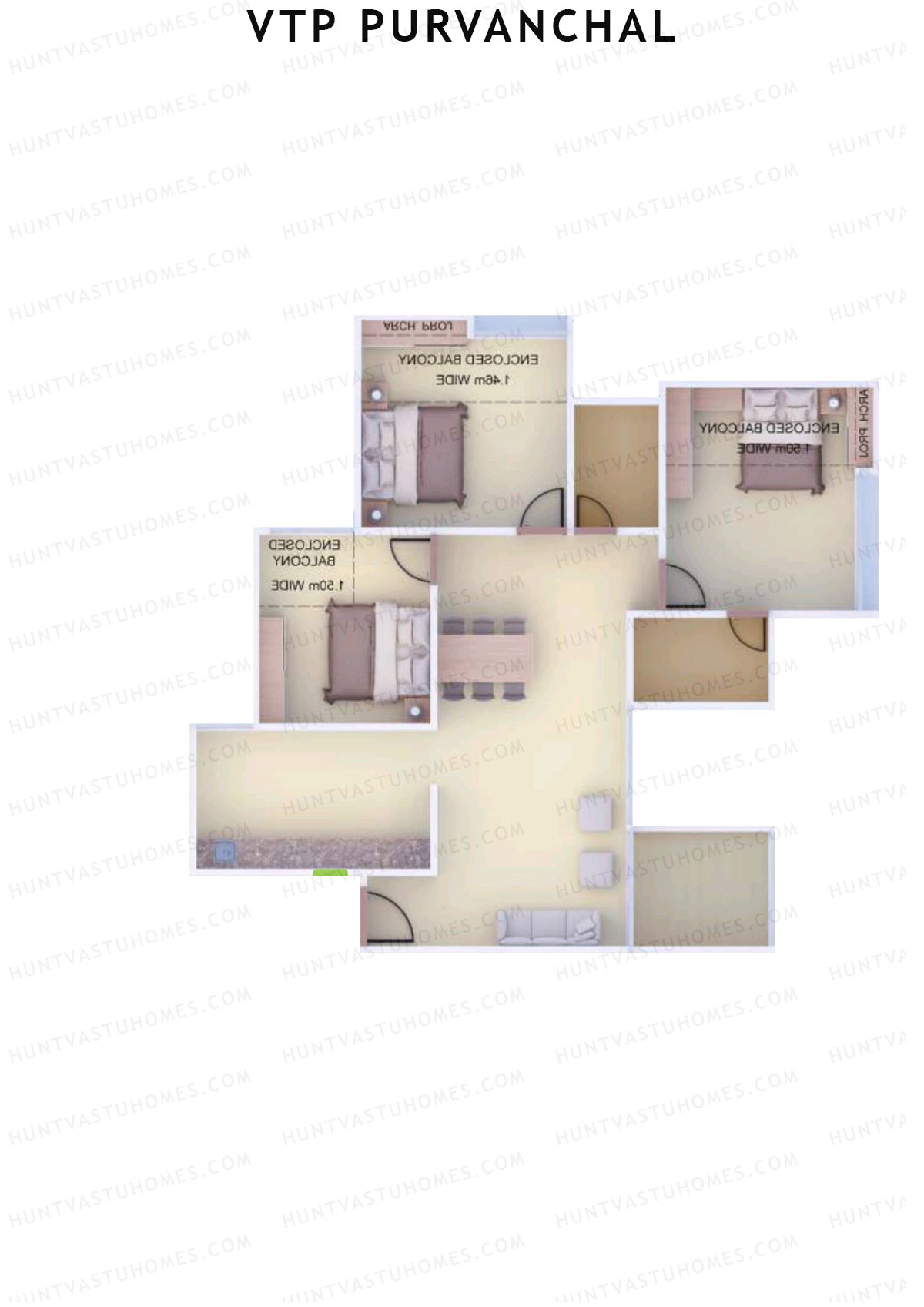 VTP Purvanchal Wing D2 Unit 1 Floor Plan