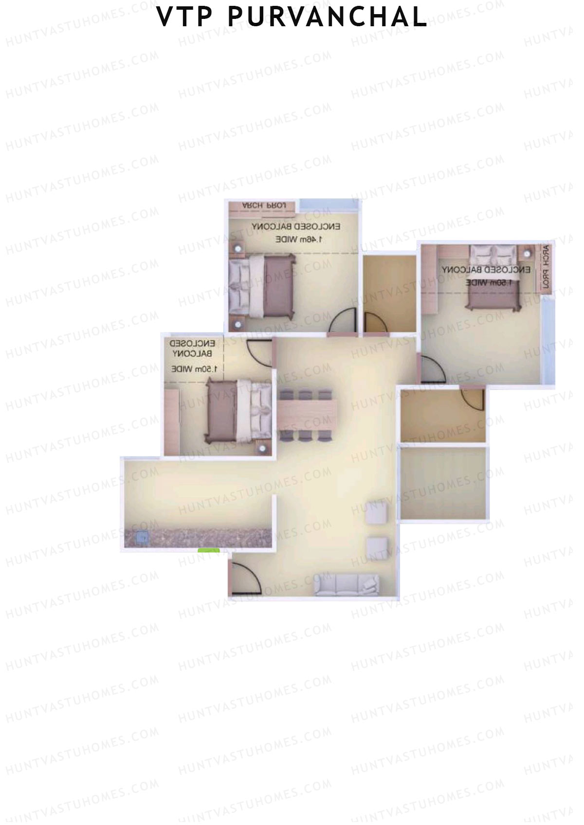 VTP Purvanchal Wing D2 Unit 1 Floor Plan
