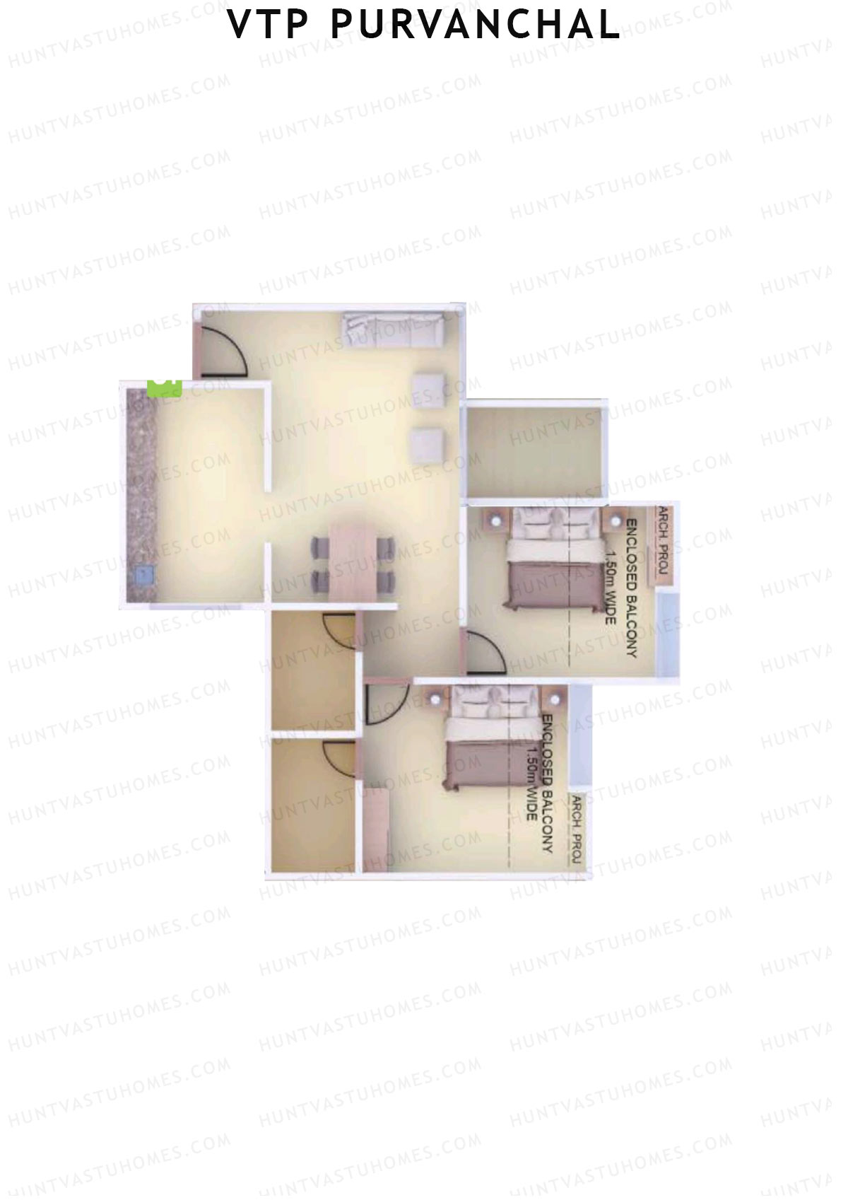 VTP Purvanchal Wing D2 Unit 2 Floor Plan