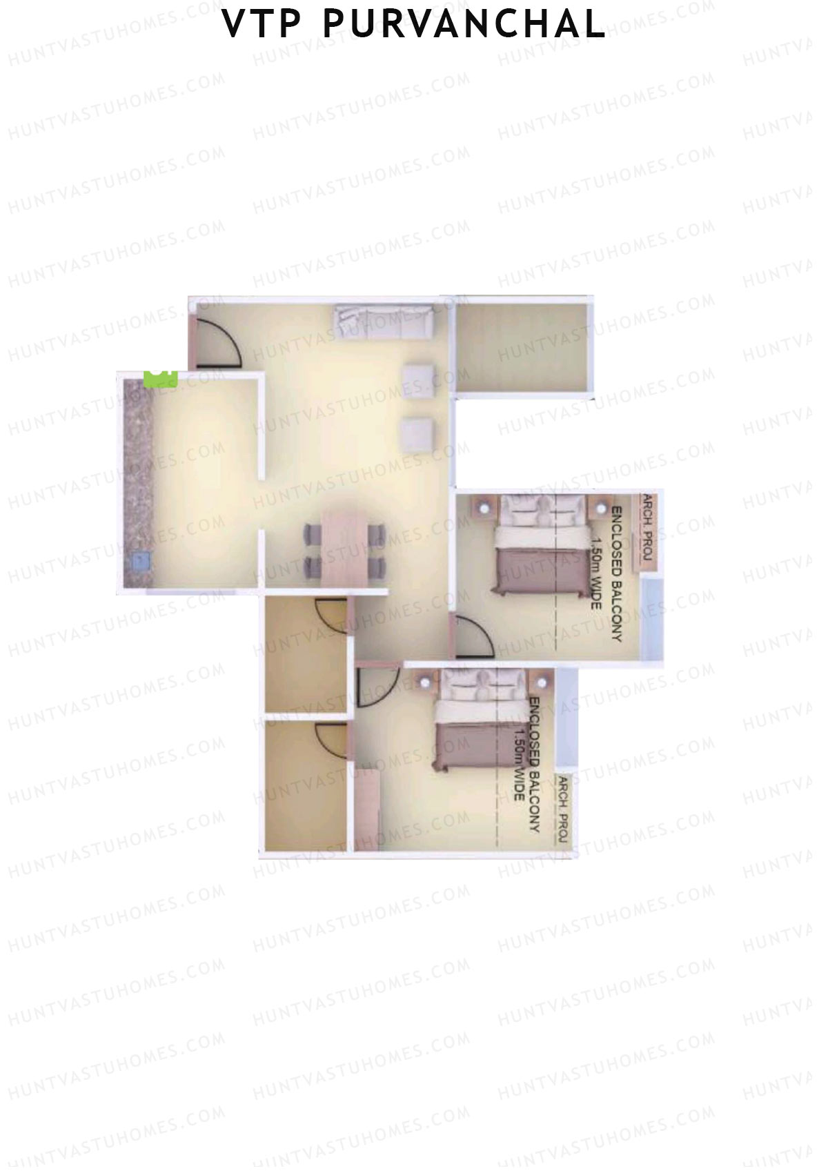 VTP Purvanchal Wing D2 Unit 3 Floor Plan