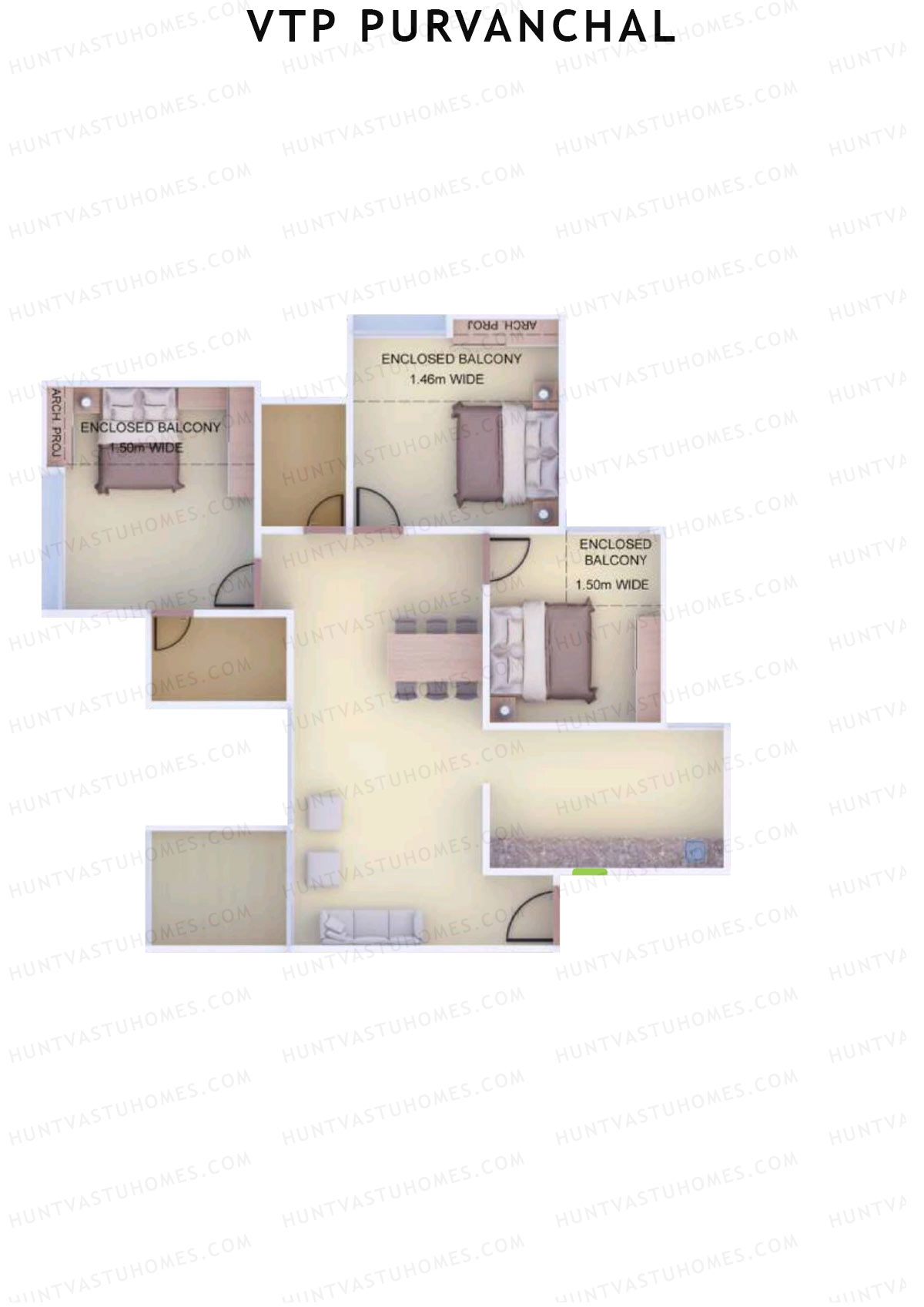 VTP Purvanchal Wing D2 Unit 6 Floor Plan