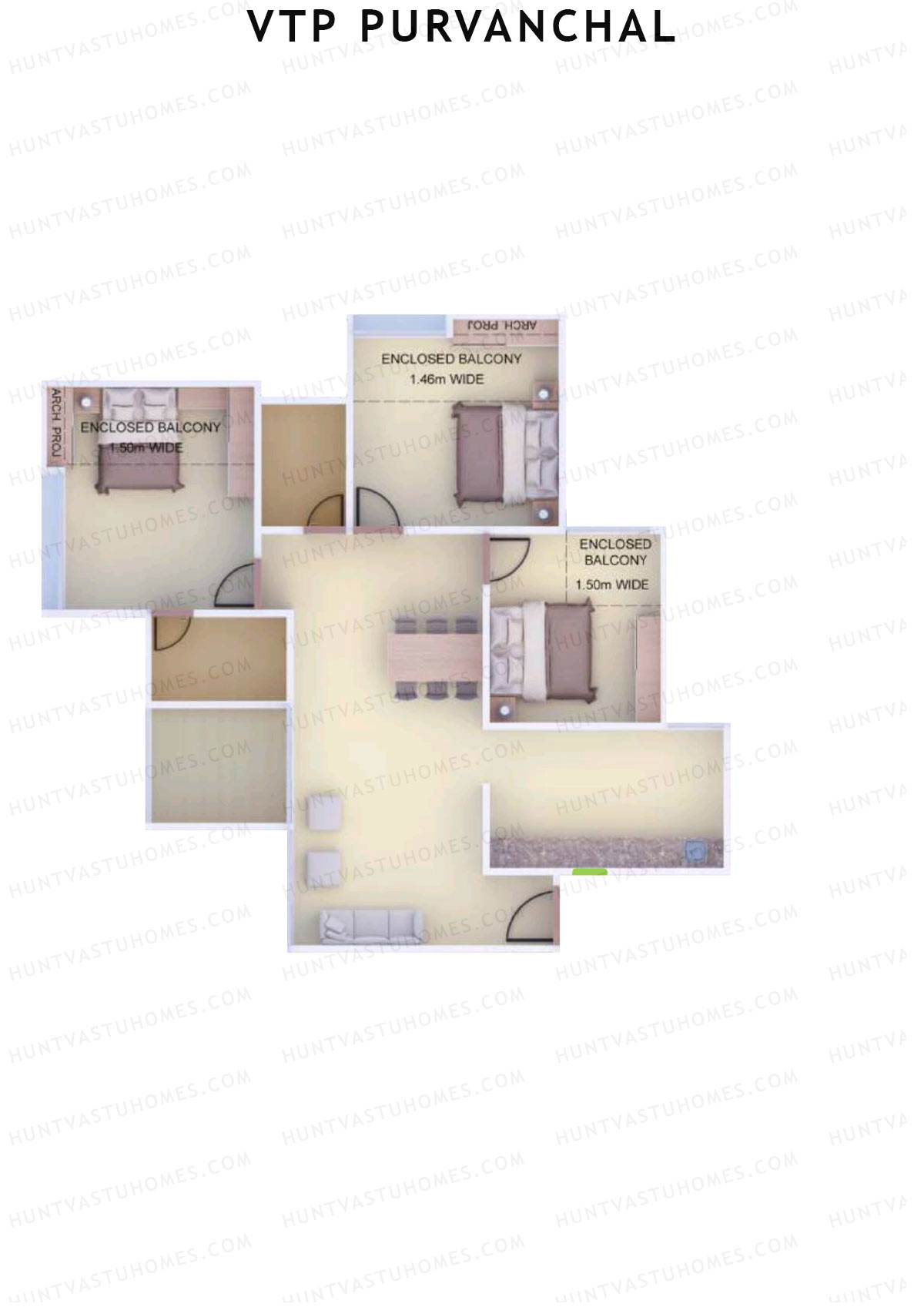 VTP Purvanchal Wing D2 Unit 6 Floor Plan