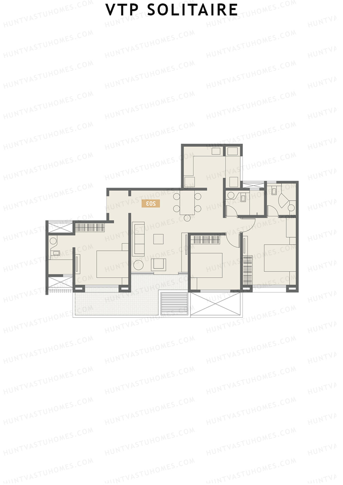 VTP Solitaire Wing A Unit 2 Floor Plan