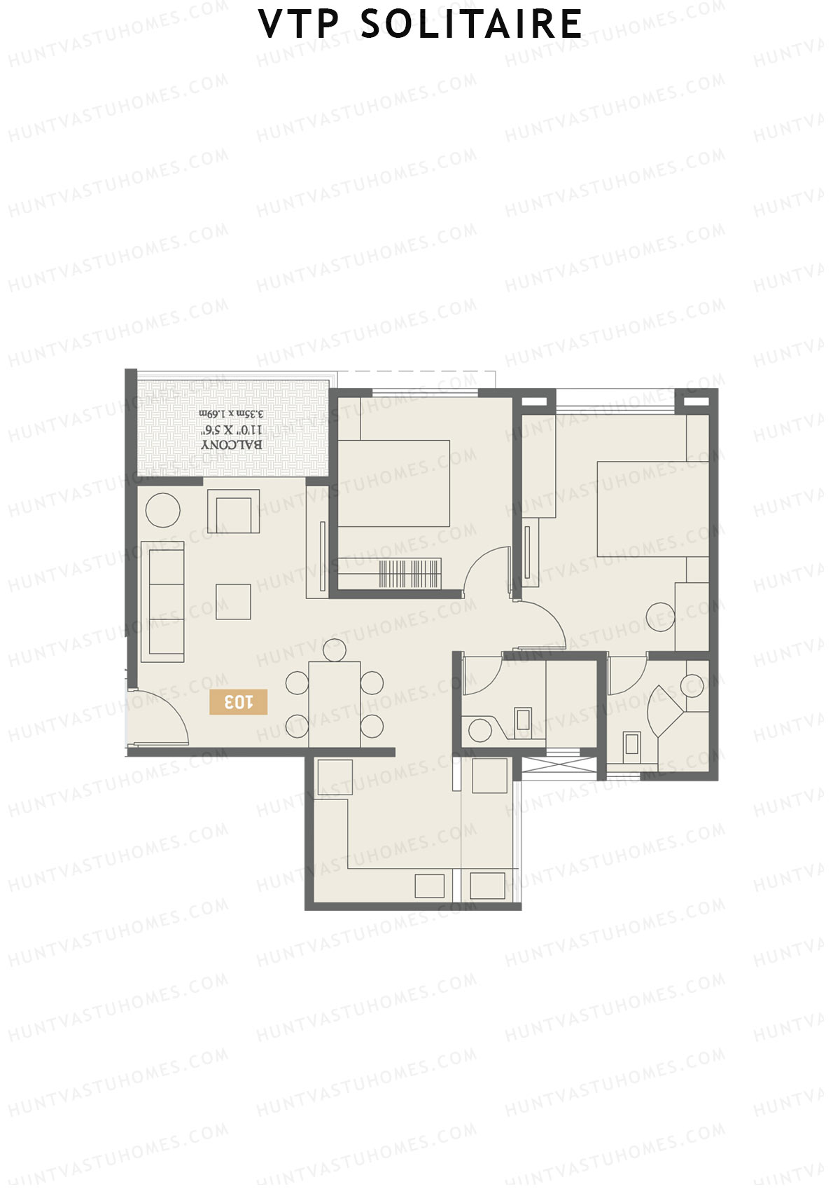 VTP Solitaire Wing B Unit 1 Floor Plan