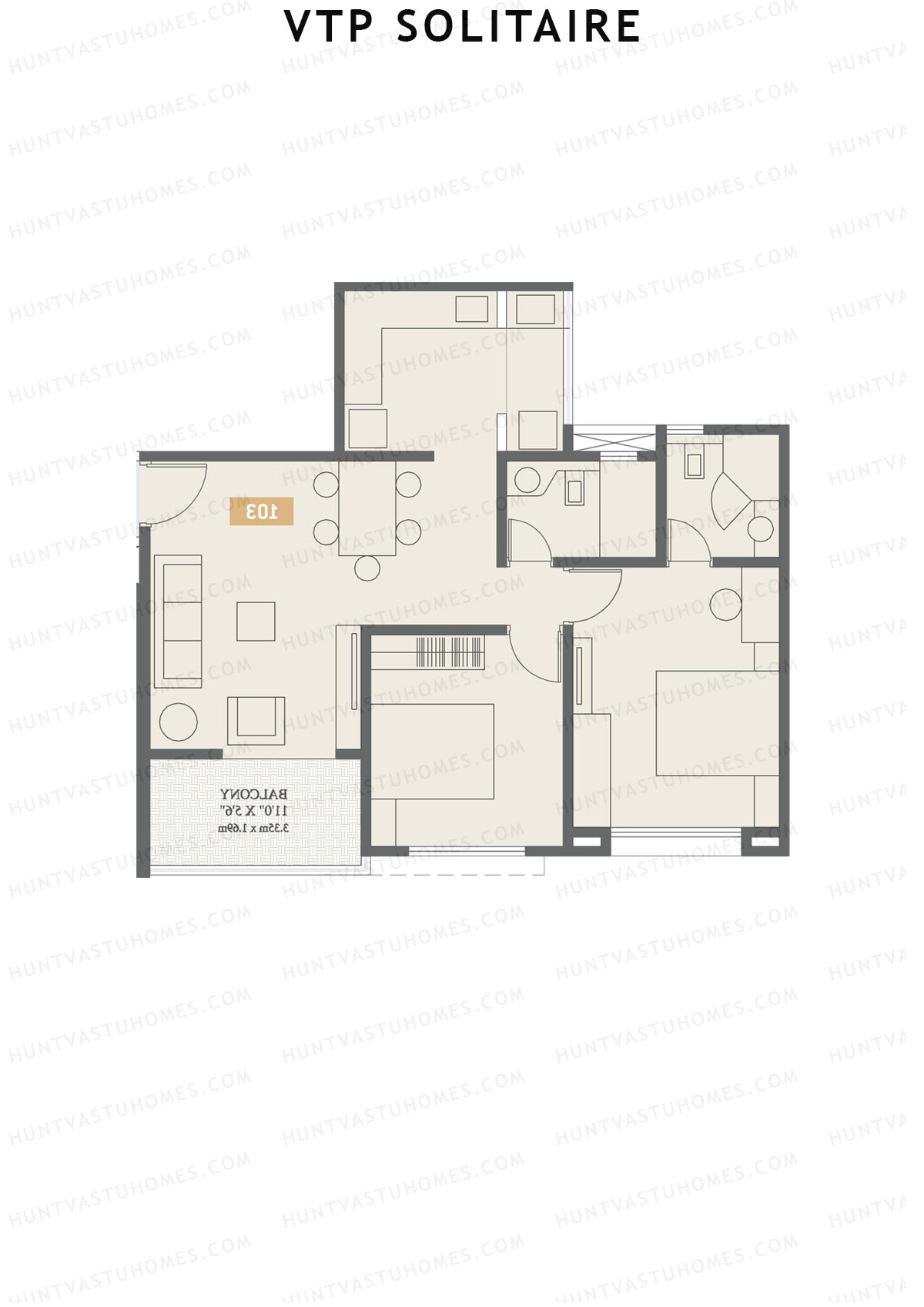 VTP Solitaire Wing B Unit 2 Floor Plan