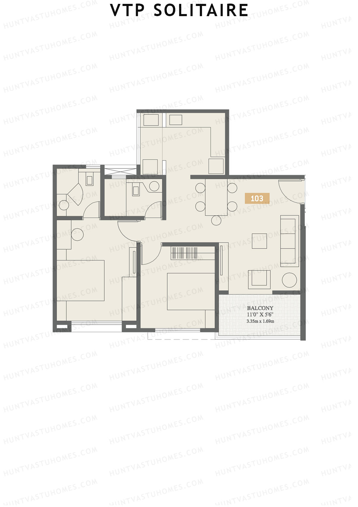 VTP Solitaire Wing B Unit 3 Floor Plan