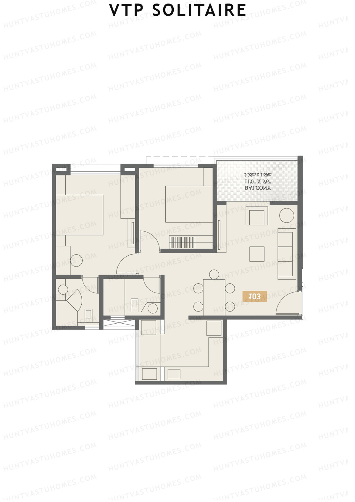VTP Solitaire Wing B Unit 4 Floor Plan