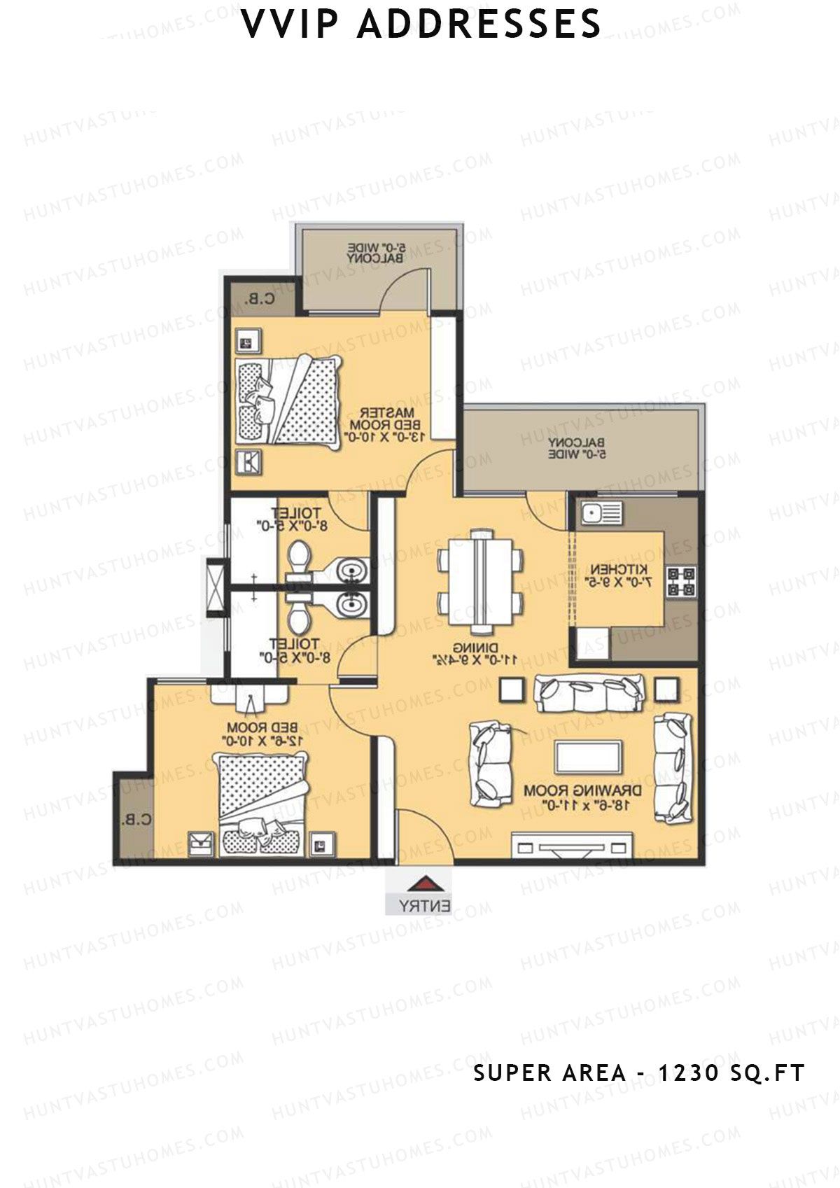 Vvip Addresses Block H Unit 10 (Type E) Floor Plan