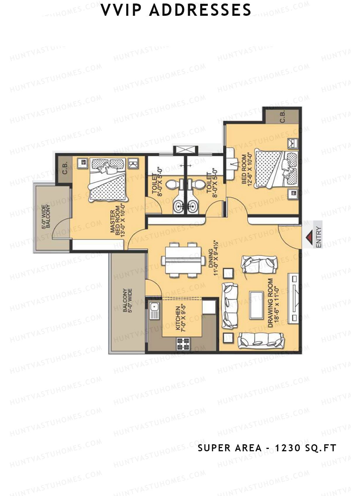 Vvip Addresses Block R Unit 8 (Type E) Floor Plan