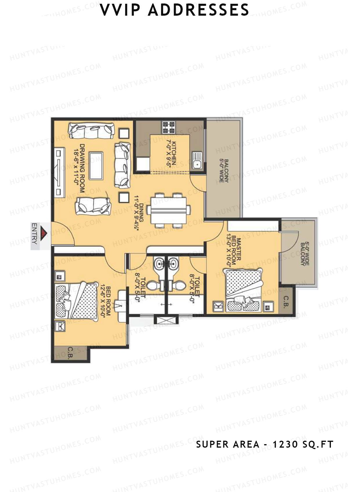 Vvip Addresses Block V Unit 6 (Type E) Floor Plan