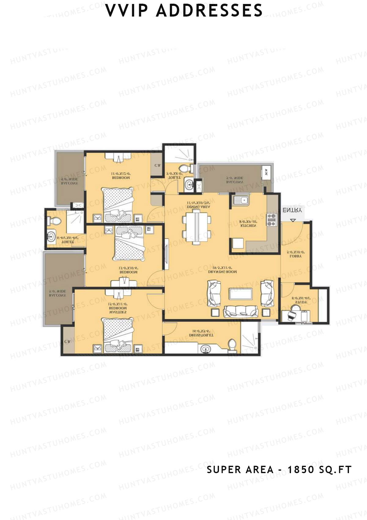 Vvip Addresses Block H Unit 5 (Type C2) Floor Plan