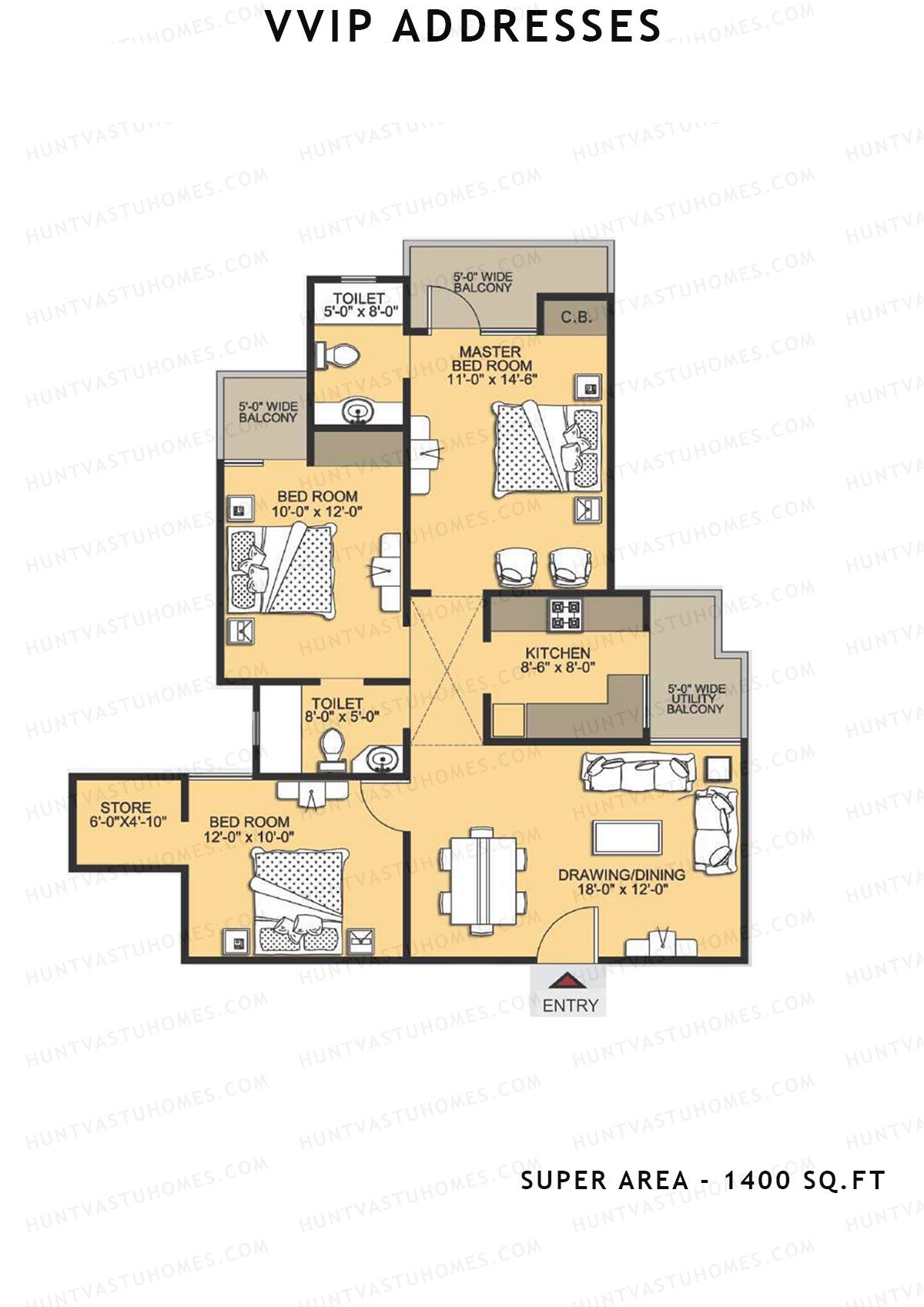 Vvip Addresses Block R Unit 16 (Type D) Floor Plan