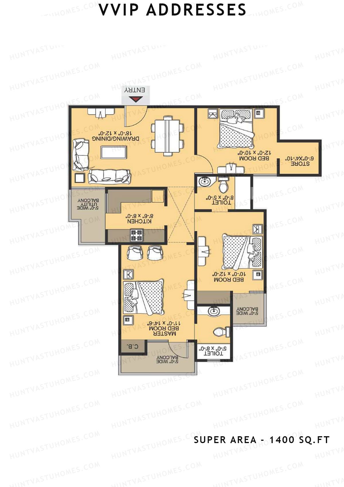 Vvip Addresses Block R Unit 4 (Type D) Floor Plan
