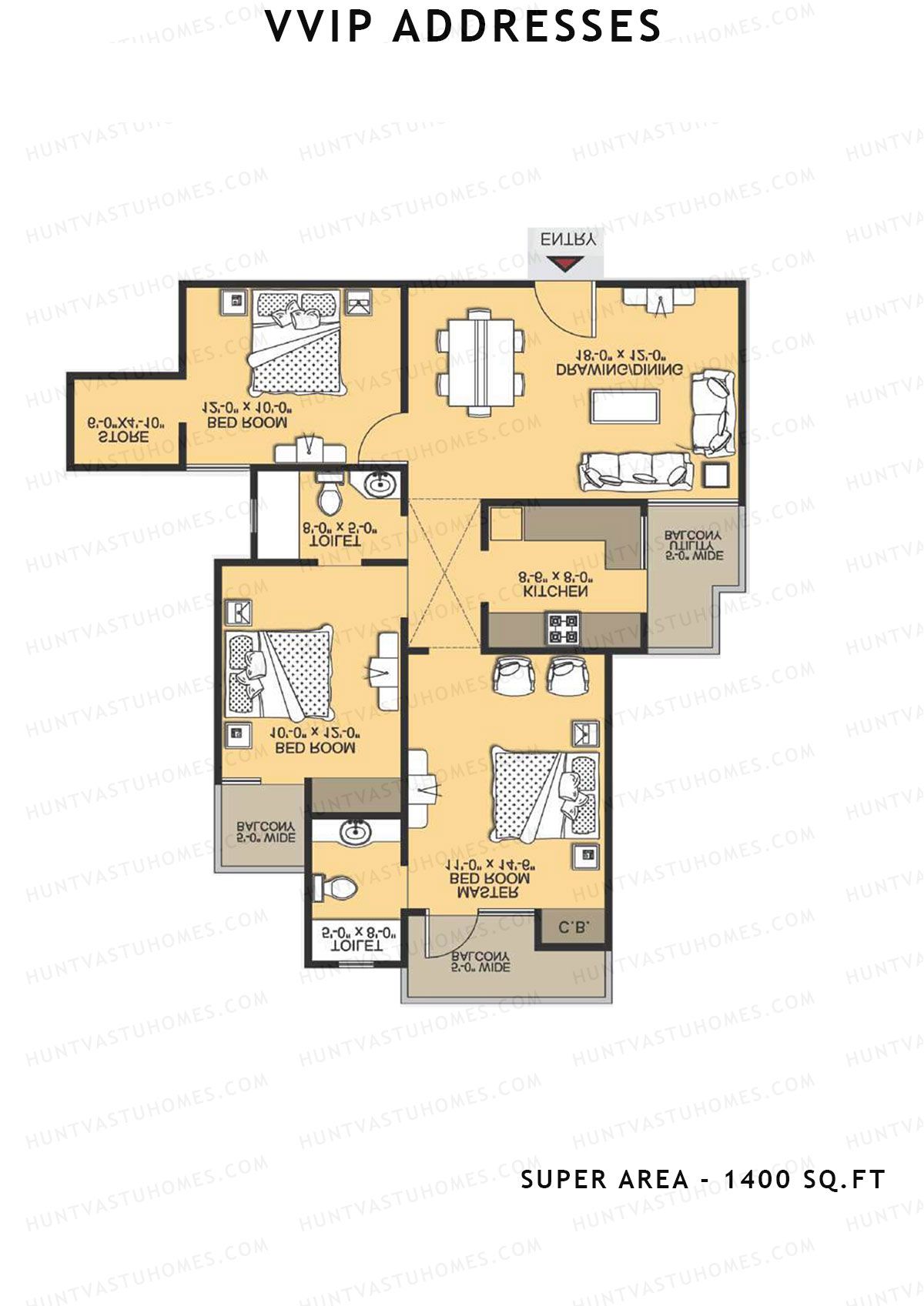 Vvip Addresses Block R Unit 5 (Type D) Floor Plan